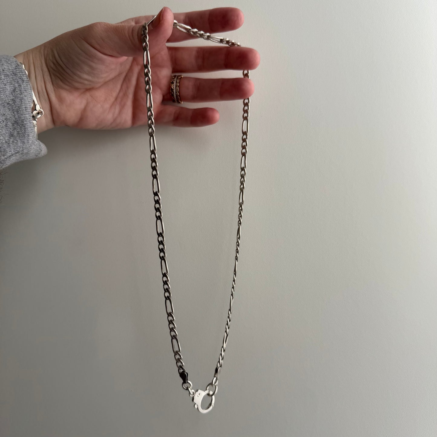 reimagined V I N T A G E // handcuff clasp / re-worked sterling silver figaro chain / 21.25", 26.5g