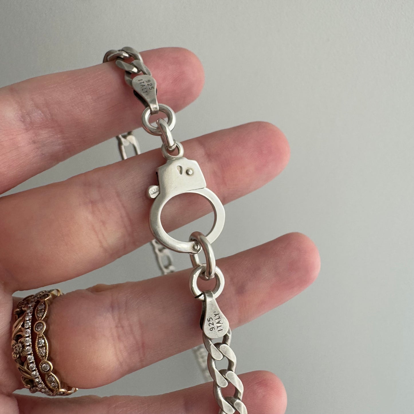 reimagined V I N T A G E // handcuff clasp / re-worked sterling silver figaro chain / 21.25", 26.5g