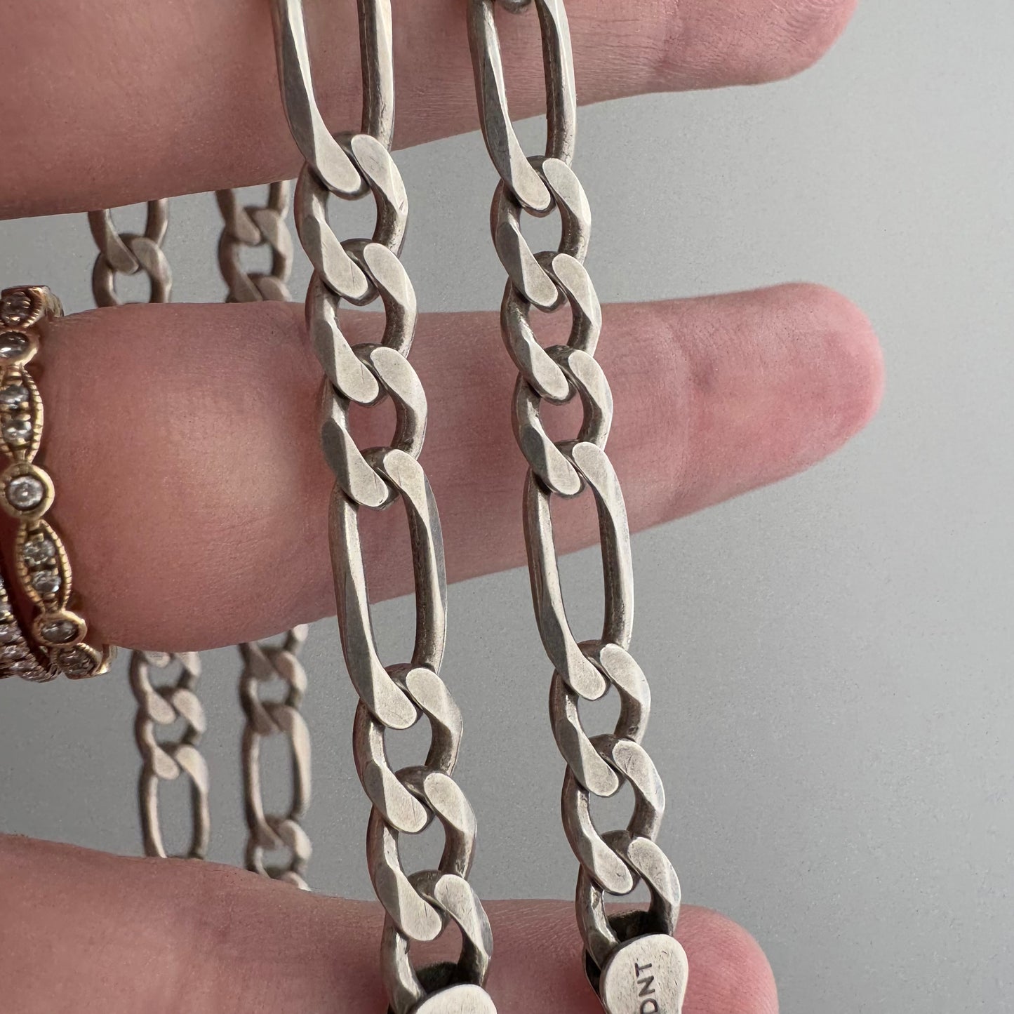 reimagined V I N T A G E // handcuff clasp / re-worked sterling silver figaro chain / 21.25", 26.5g