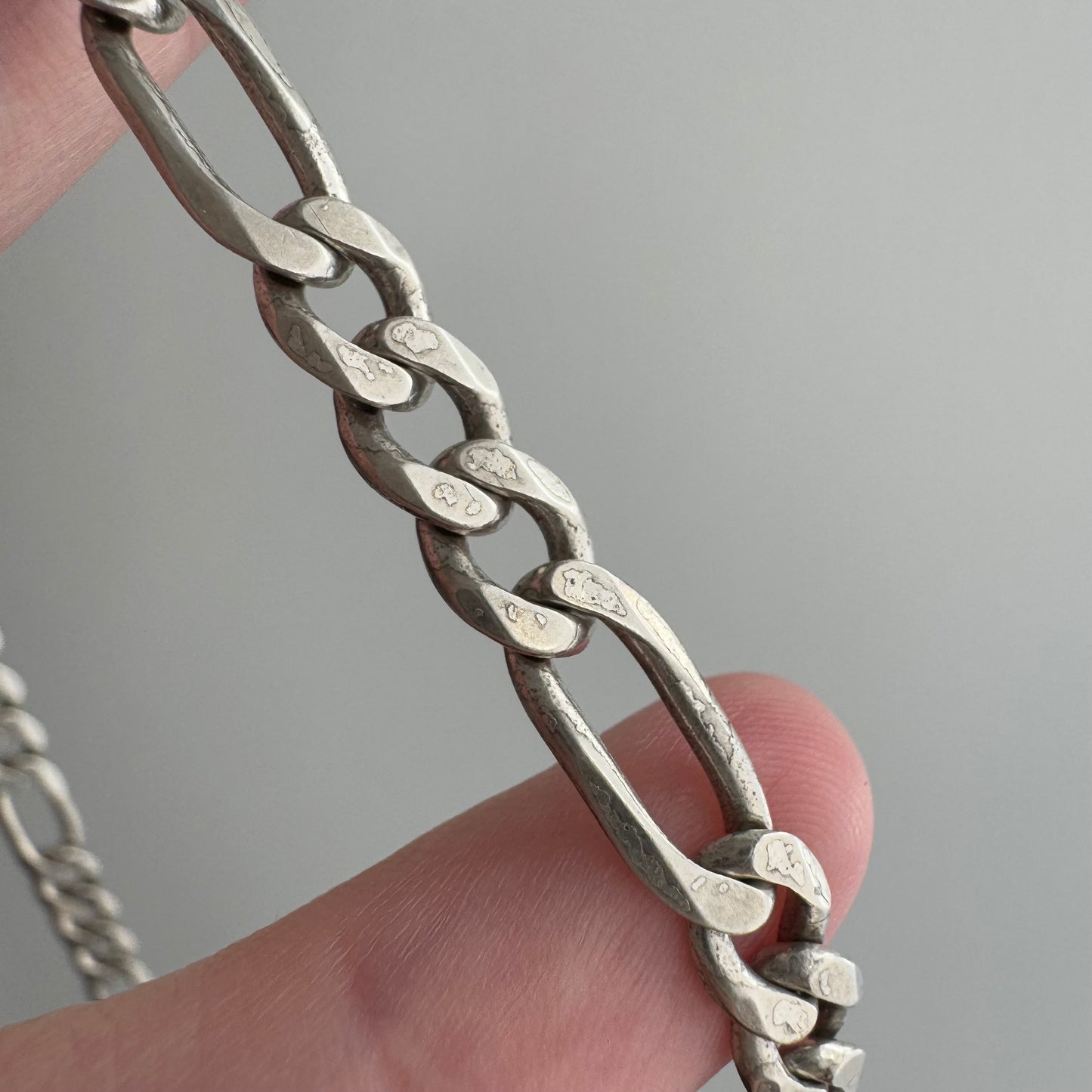 reimagined V I N T A G E // handcuff clasp / re-worked sterling silver figaro chain / 21.25", 26.5g