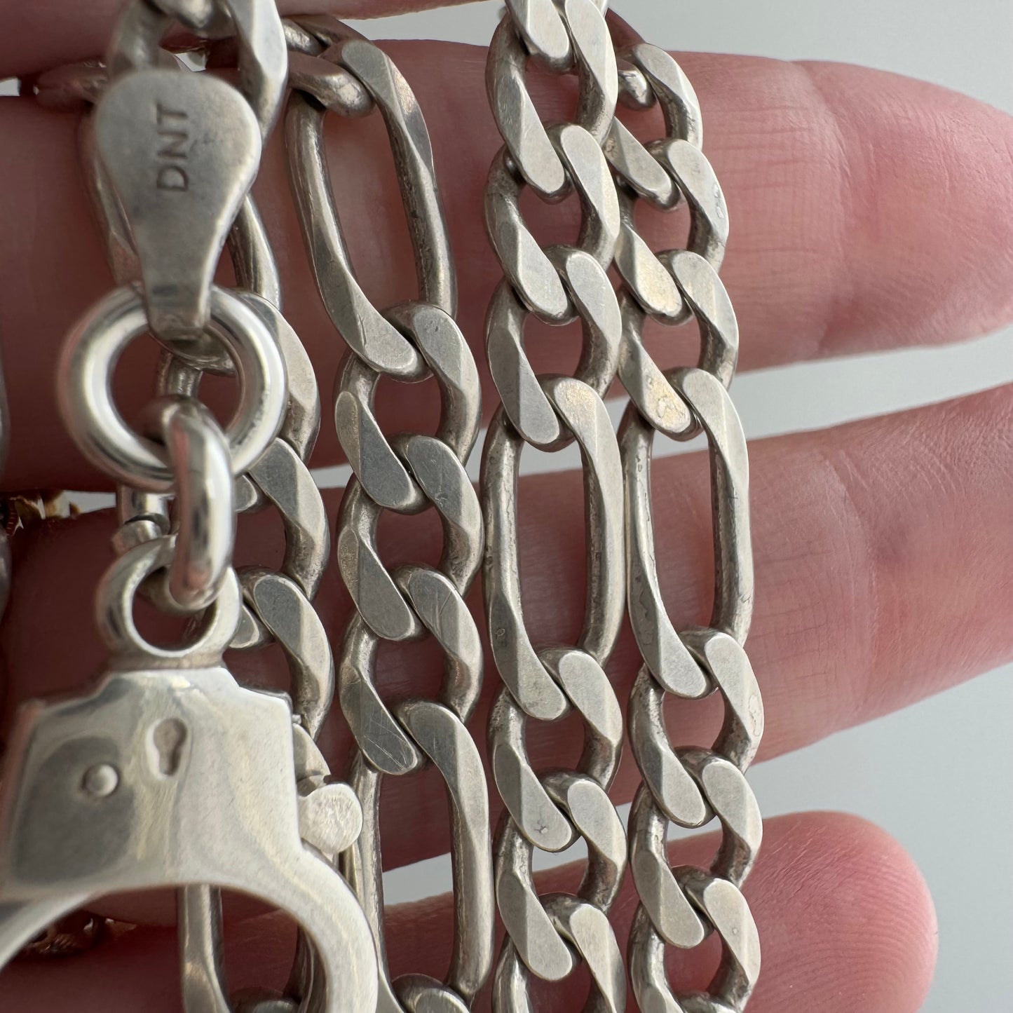 reimagined V I N T A G E // handcuff clasp / re-worked sterling silver figaro chain / 21.25", 26.5g