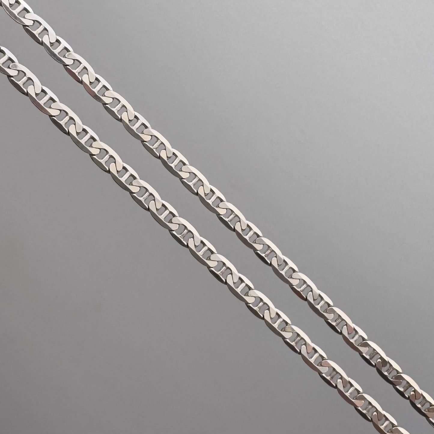 V I N T A G E // shiny layer / sterling silver flat mariner anchor chain / 20.25", 7.5g