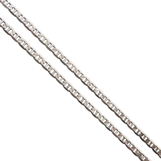 V I N T A G E // shiny layer / sterling silver flat mariner anchor chain / 20.25", 7.5g