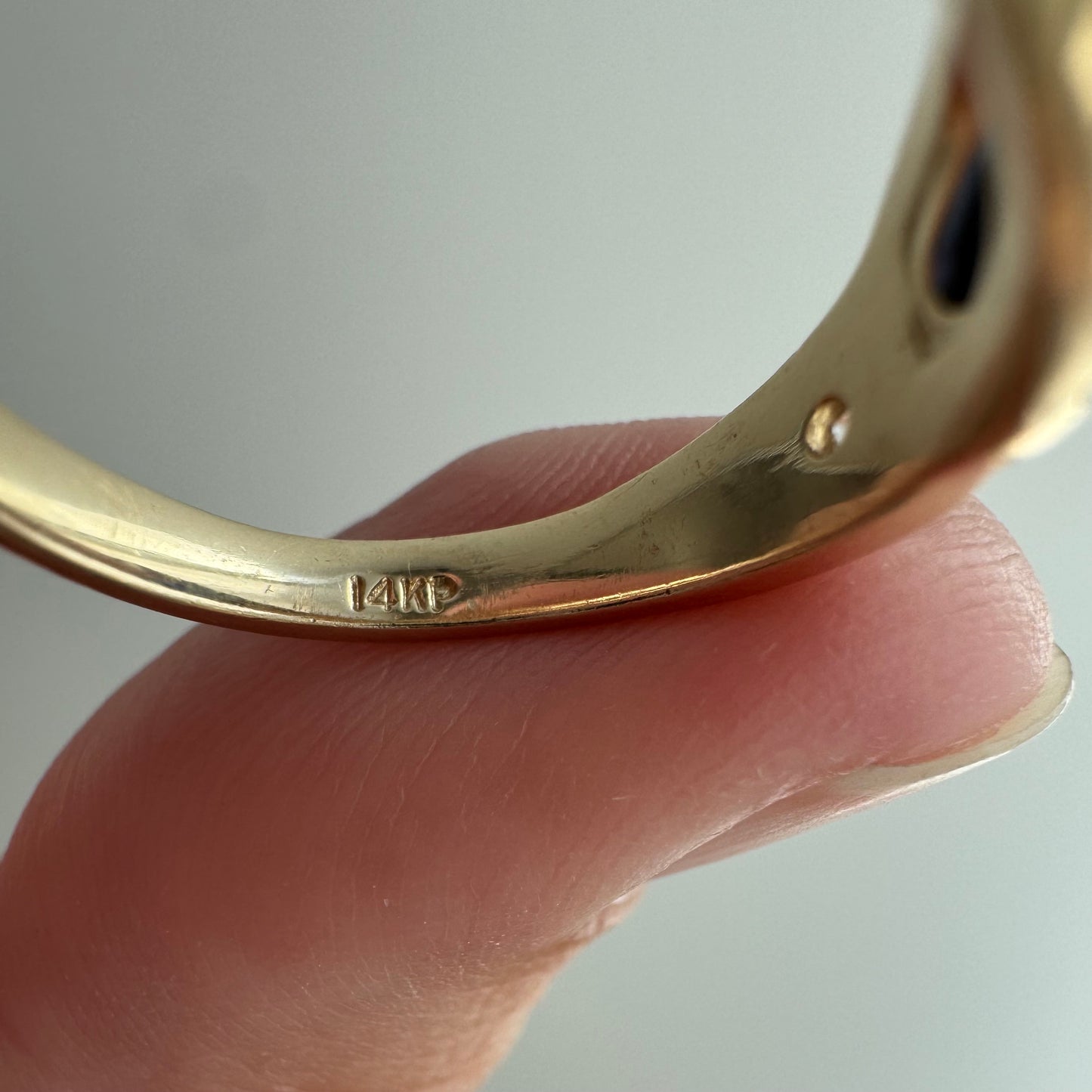 V I N T A G E // subtle snake / 14k stylized snake with diamond and sapphire / size 5.5 to 5.75