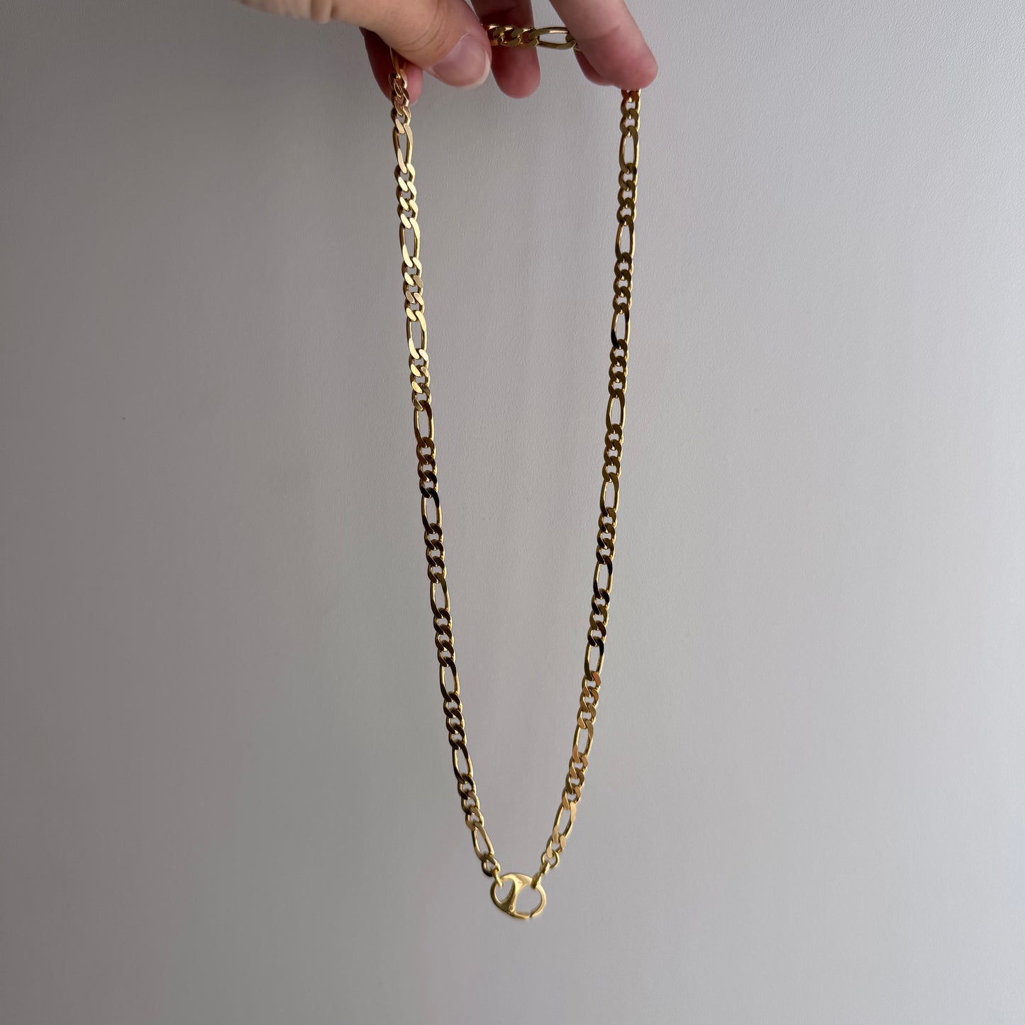 reimagined V I N T A G E // modern day watch chain / re-worked gold over sterling silver figaro chain with pull tab carabiner clasp / 20", 25.7g