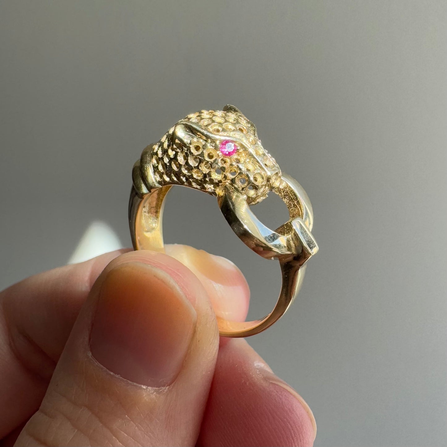 V I N T A G E // gentle panther / 14k and glass designer inspired panther ring / size 7.5