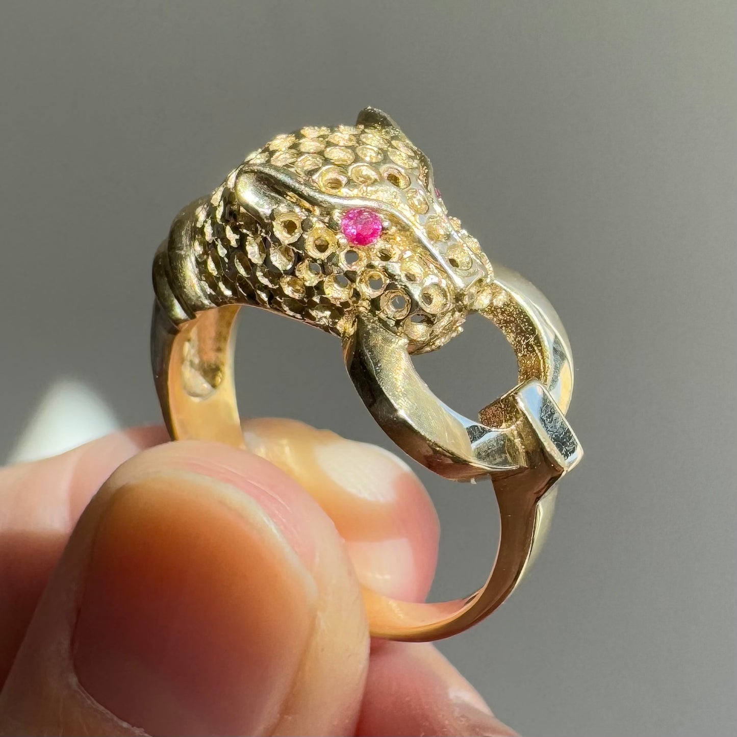 V I N T A G E // gentle panther / 14k and glass designer inspired panther ring / size 7.5