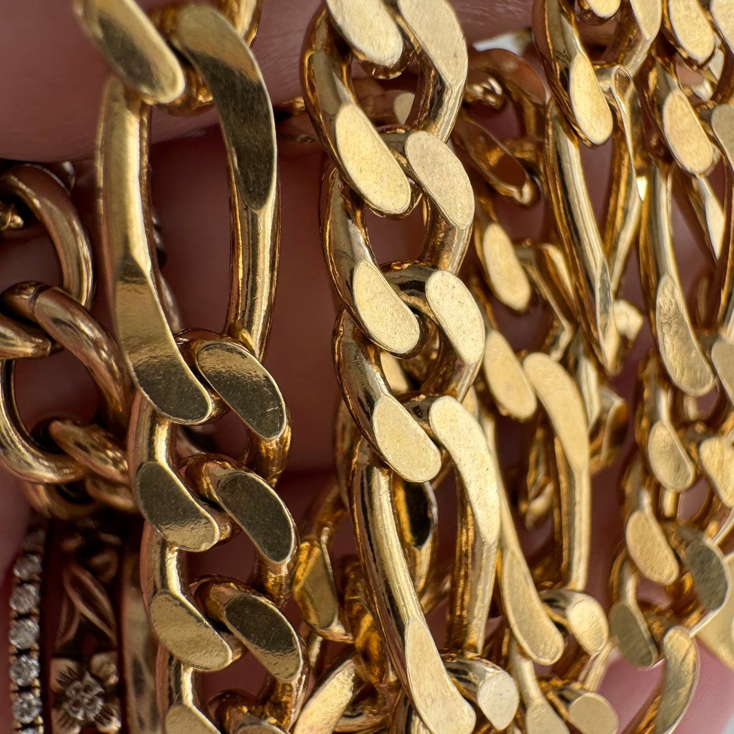 reimagined V I N T A G E // modern day watch chain / re-worked gold over sterling silver figaro chain with pull tab carabiner clasp / 20", 25.7g