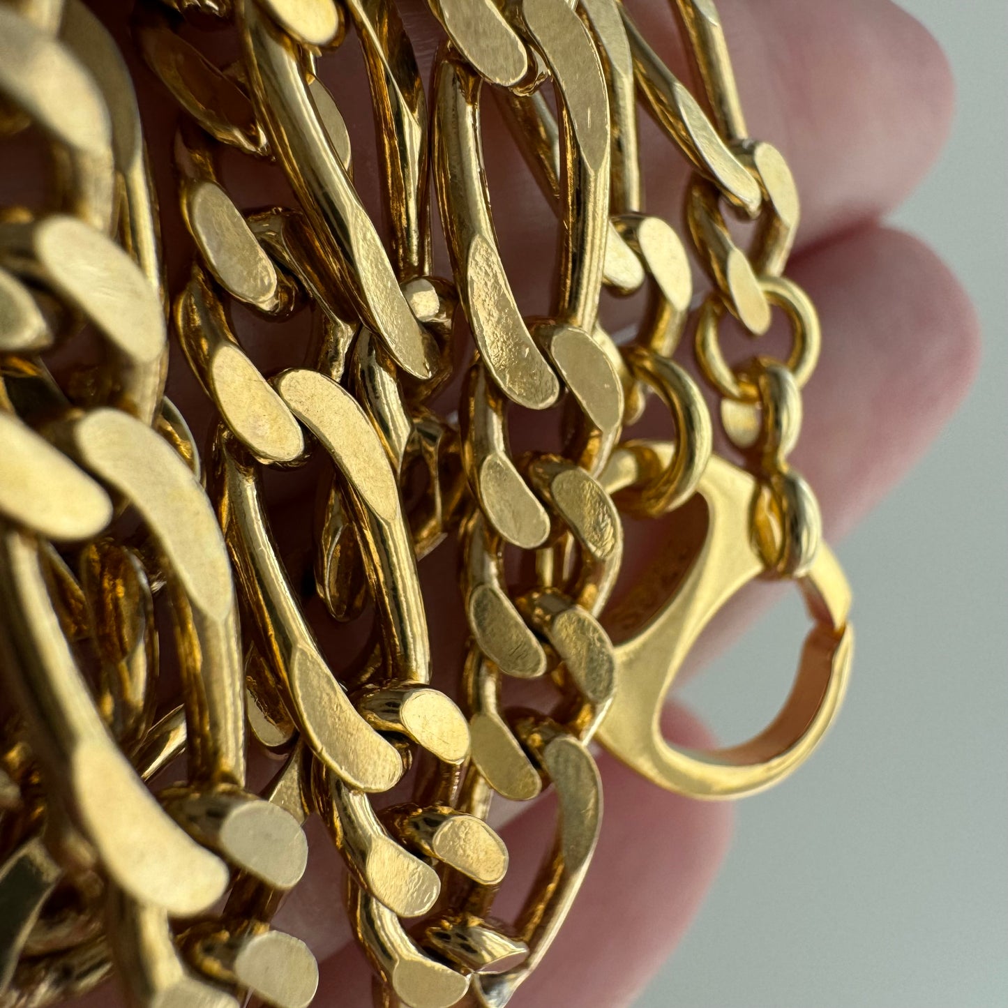 reimagined V I N T A G E // modern day watch chain / re-worked gold over sterling silver figaro chain with pull tab carabiner clasp / 20", 25.7g