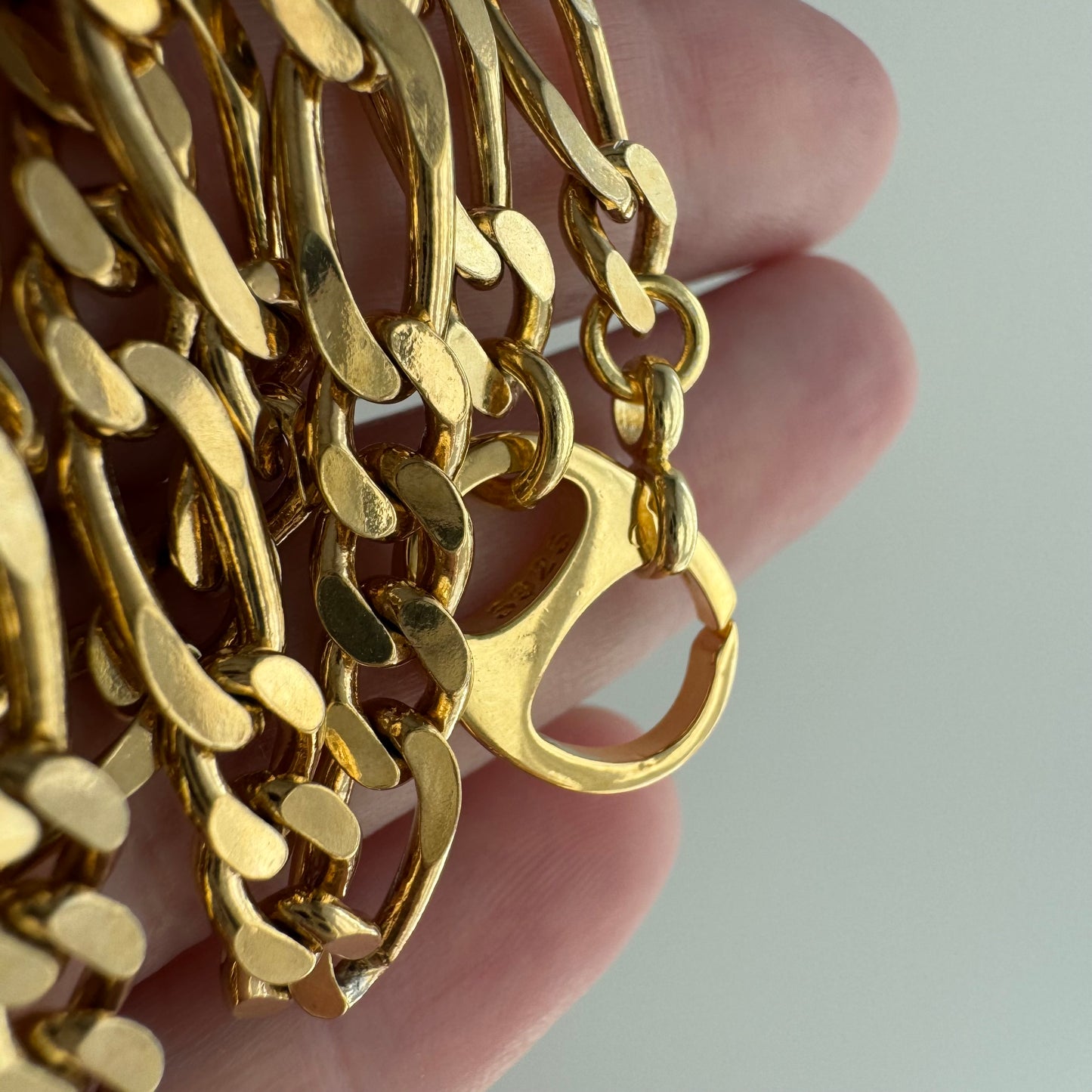 reimagined V I N T A G E // modern day watch chain / re-worked gold over sterling silver figaro chain with pull tab carabiner clasp / 20", 25.7g