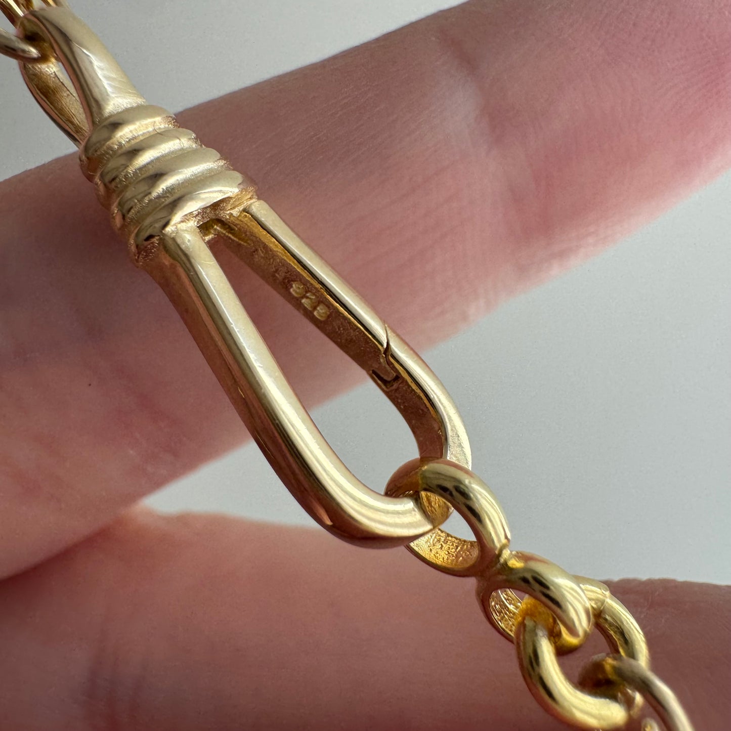 reimagined V I N T A G E // modern day watch chain / re-worked gold over sterling silver rope chain with dog clip clasp / 18.75", 21.9g