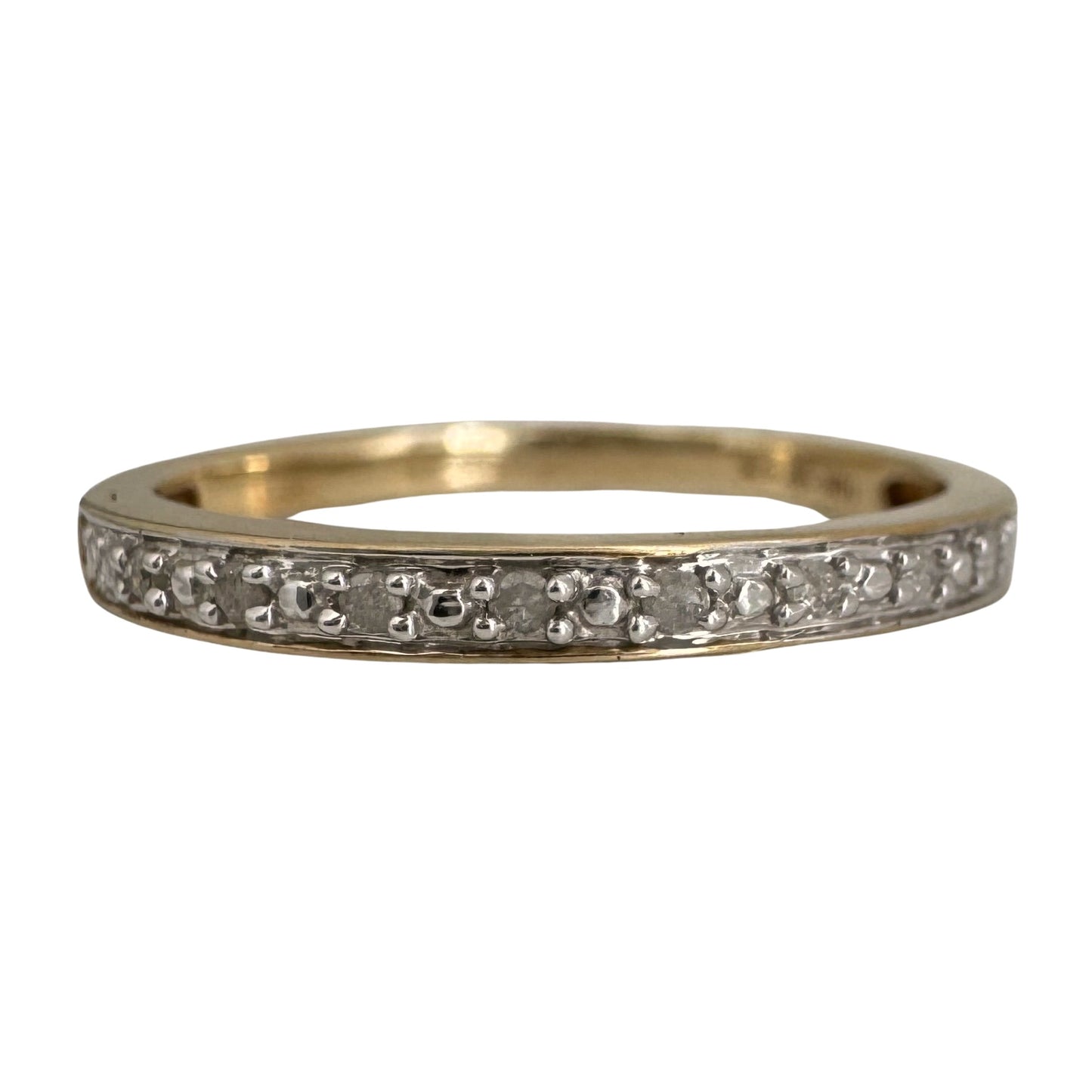 P R E - L O V E D // extra sparkle / 10k yellow and white gold half eternity diamond band / size 7