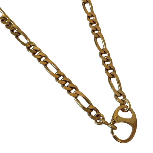 reimagined V I N T A G E // modern day watch chain / re-worked gold over sterling silver figaro chain with pull tab carabiner clasp / 20", 25.7g
