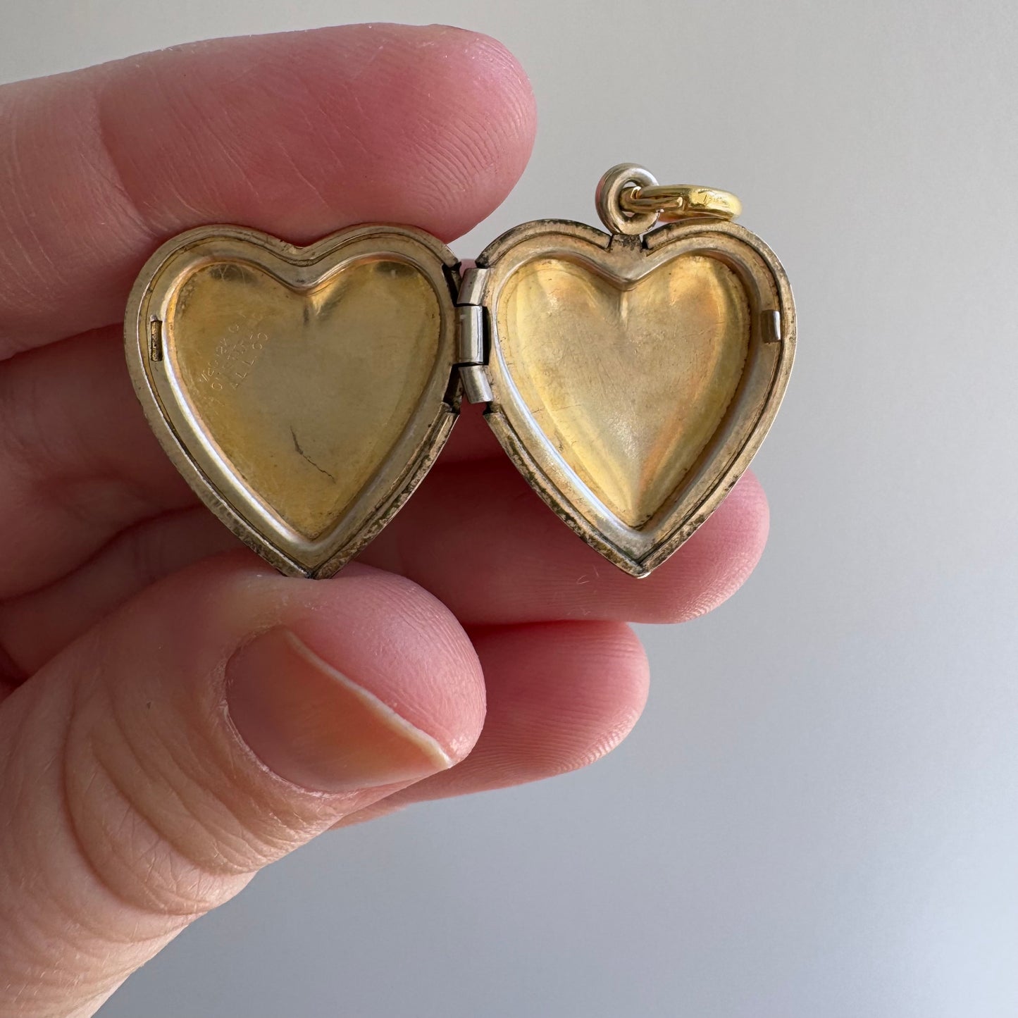 V I N T A G E // garden window / 1940s gold over sterling silver heart locket / a pendant