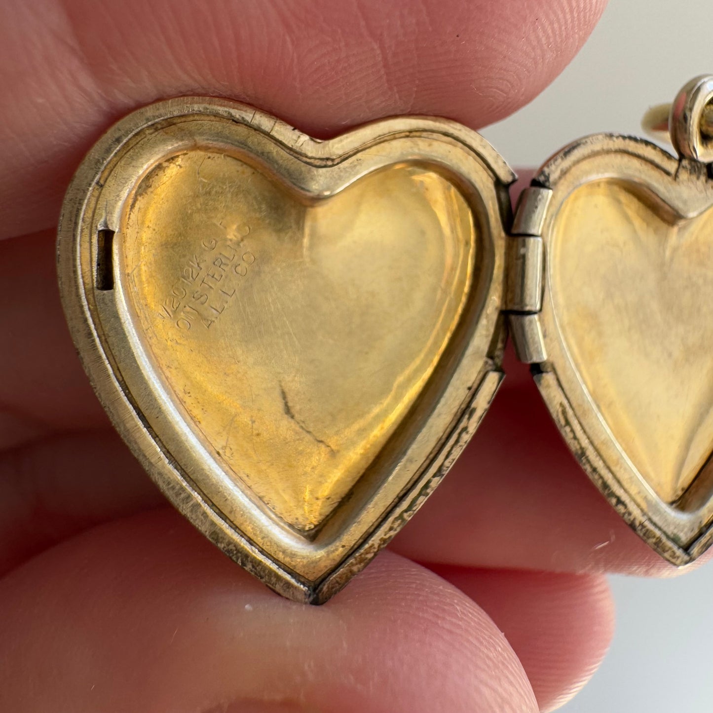 V I N T A G E // garden window / 1940s gold over sterling silver heart locket / a pendant