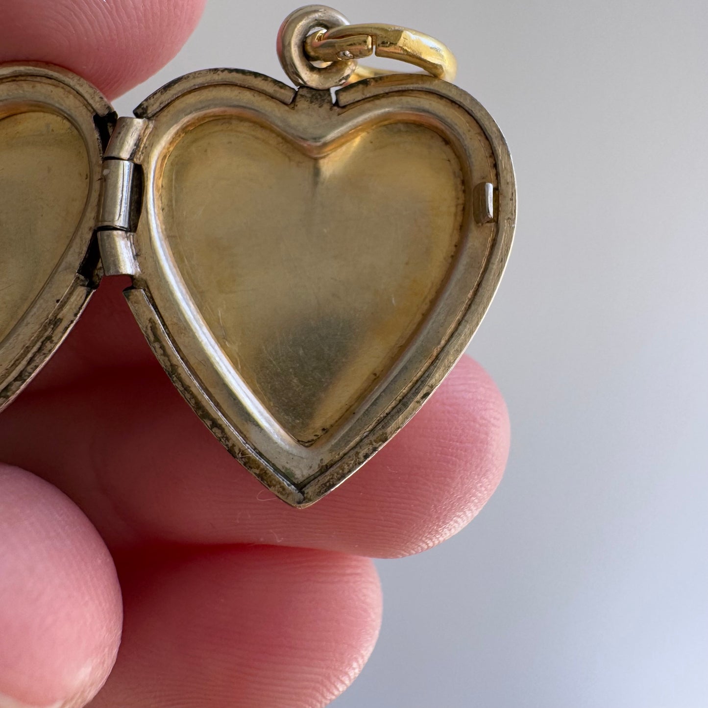 V I N T A G E // garden window / 1940s gold over sterling silver heart locket / a pendant