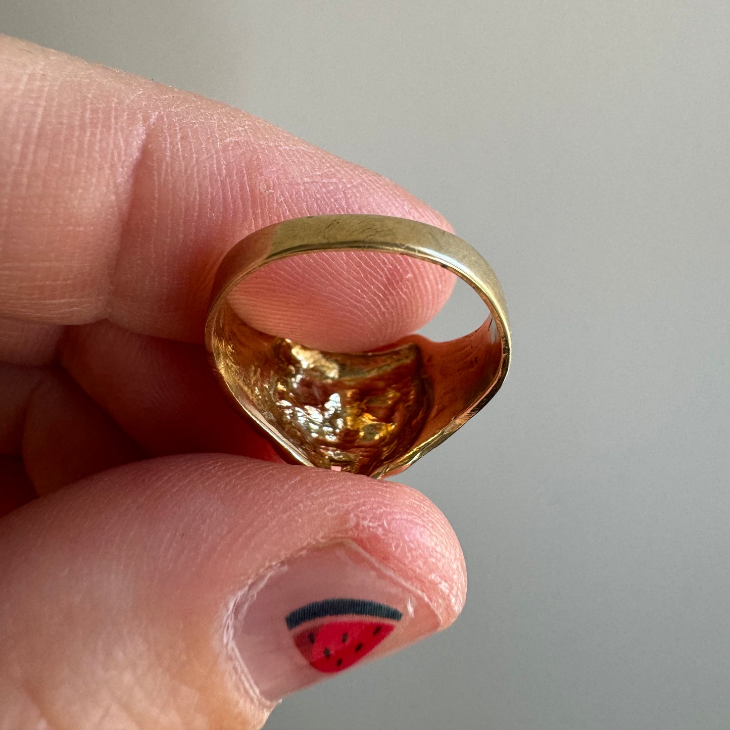 P R E - L O V E D // snaggletooth tiger / 10k yellow gold tiger face ring / size 4