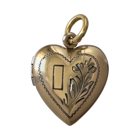 V I N T A G E // garden window / 1940s gold over sterling silver heart locket / a pendant