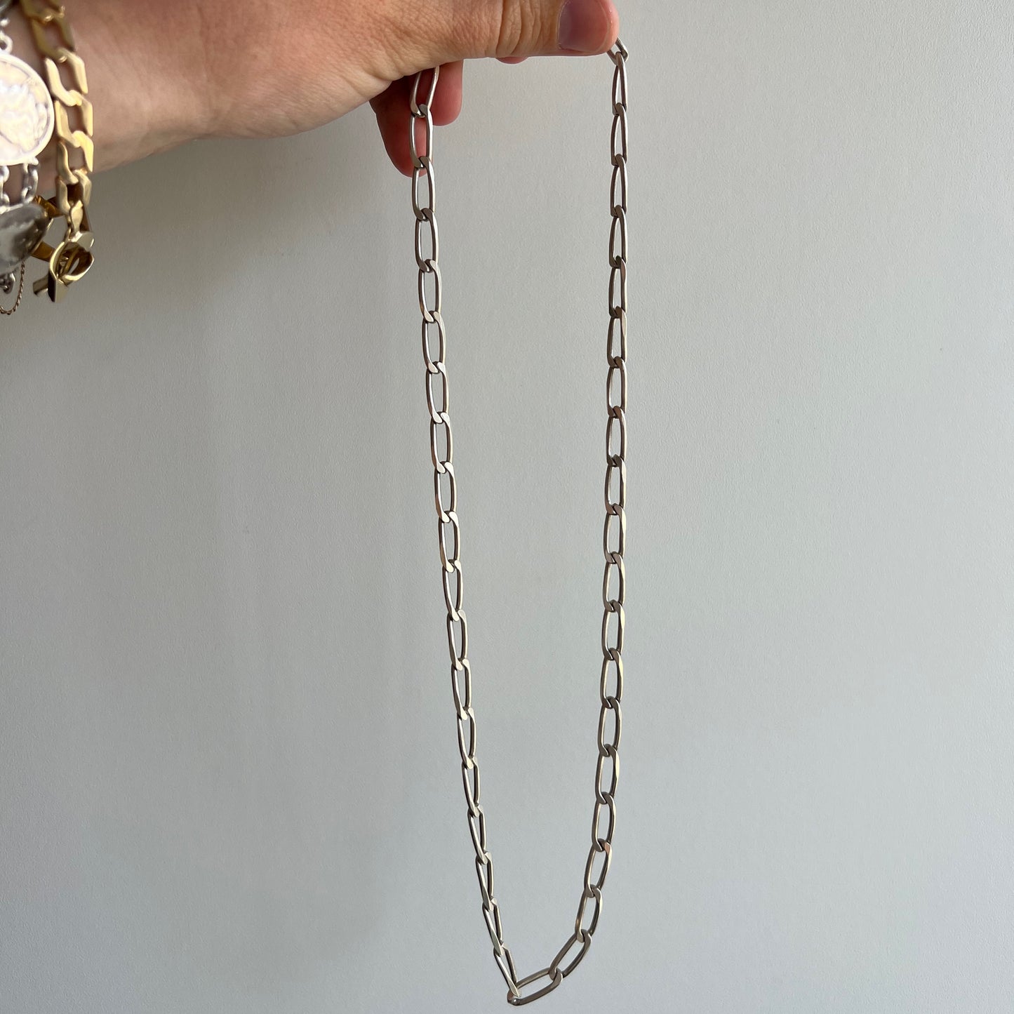 V I N T A G E // paperclip links // sterling silver flat paperclip chain / just over 19.75" long / 20g