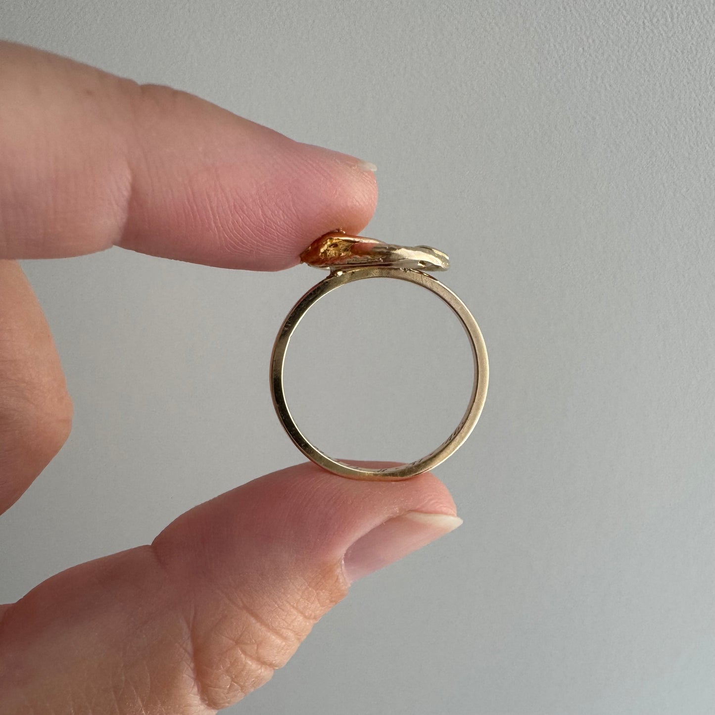 reimagined V I N T A G E // snake knot / 14k and diamond art nouveau serpent stick pin conversion ring / size 6.75