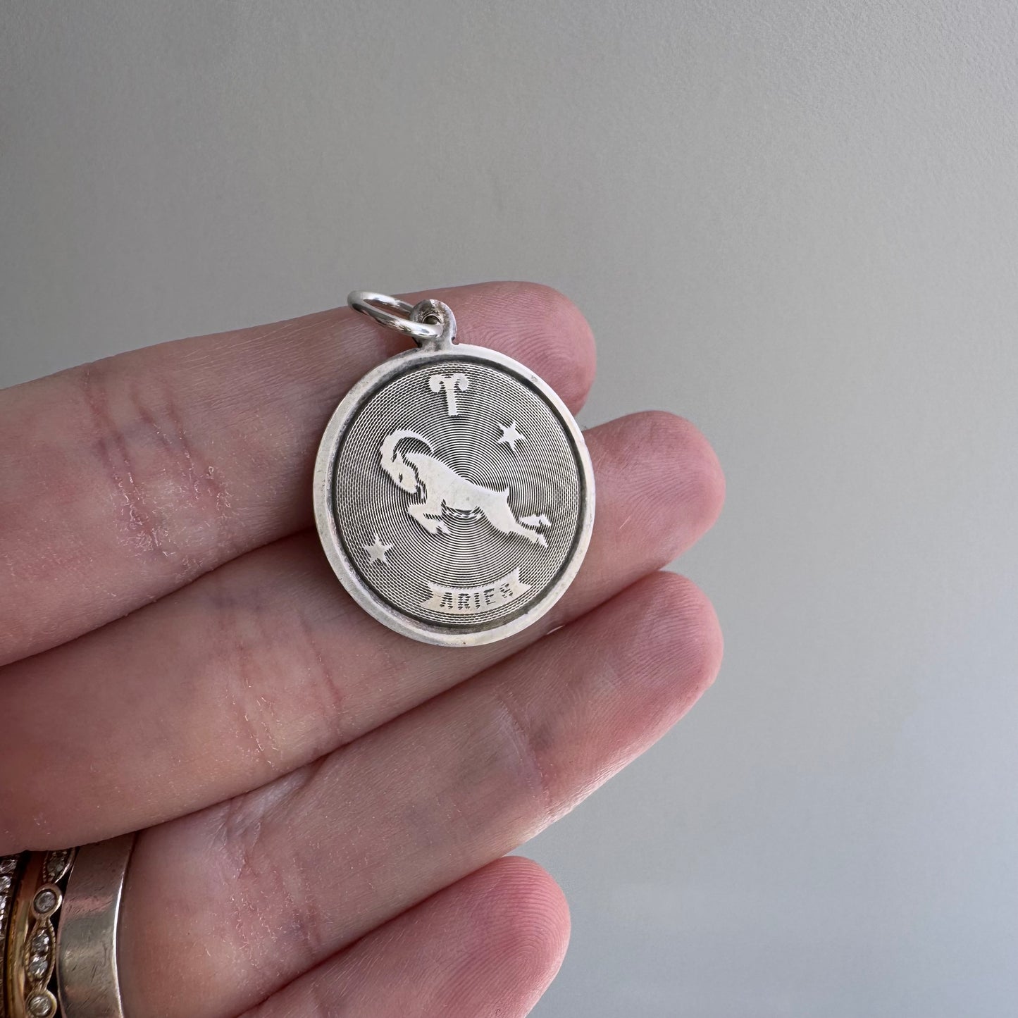 V I N T A G E // celestial ram / sterling silver Aries zodiac / a pendant