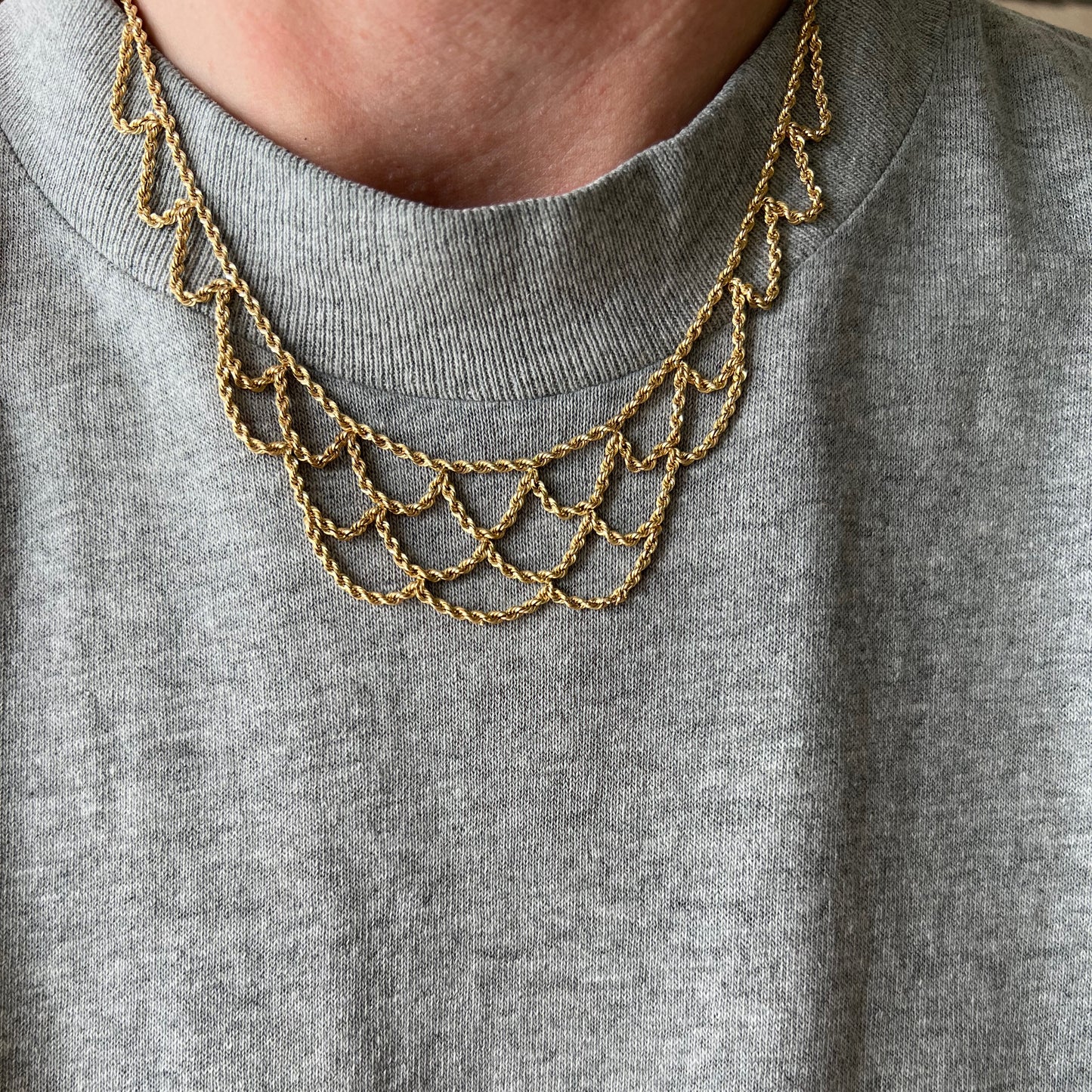 V I N T A G E // like lace / 14k Michael Anthony rope chain lace necklace / 18.25" max length