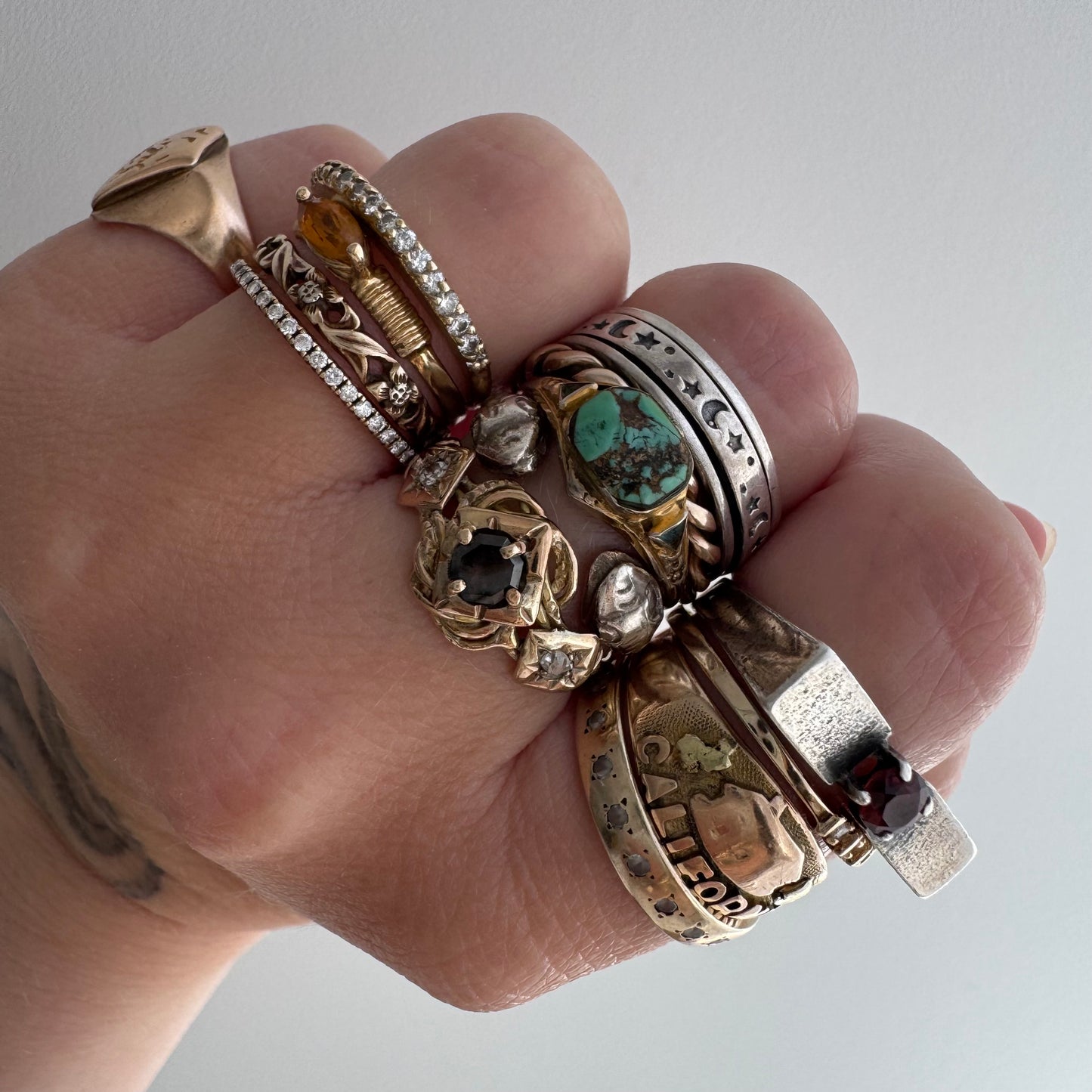 V I N T A G E // celestial fidget / sterling silver star and moon spinner ring / 6.5-7