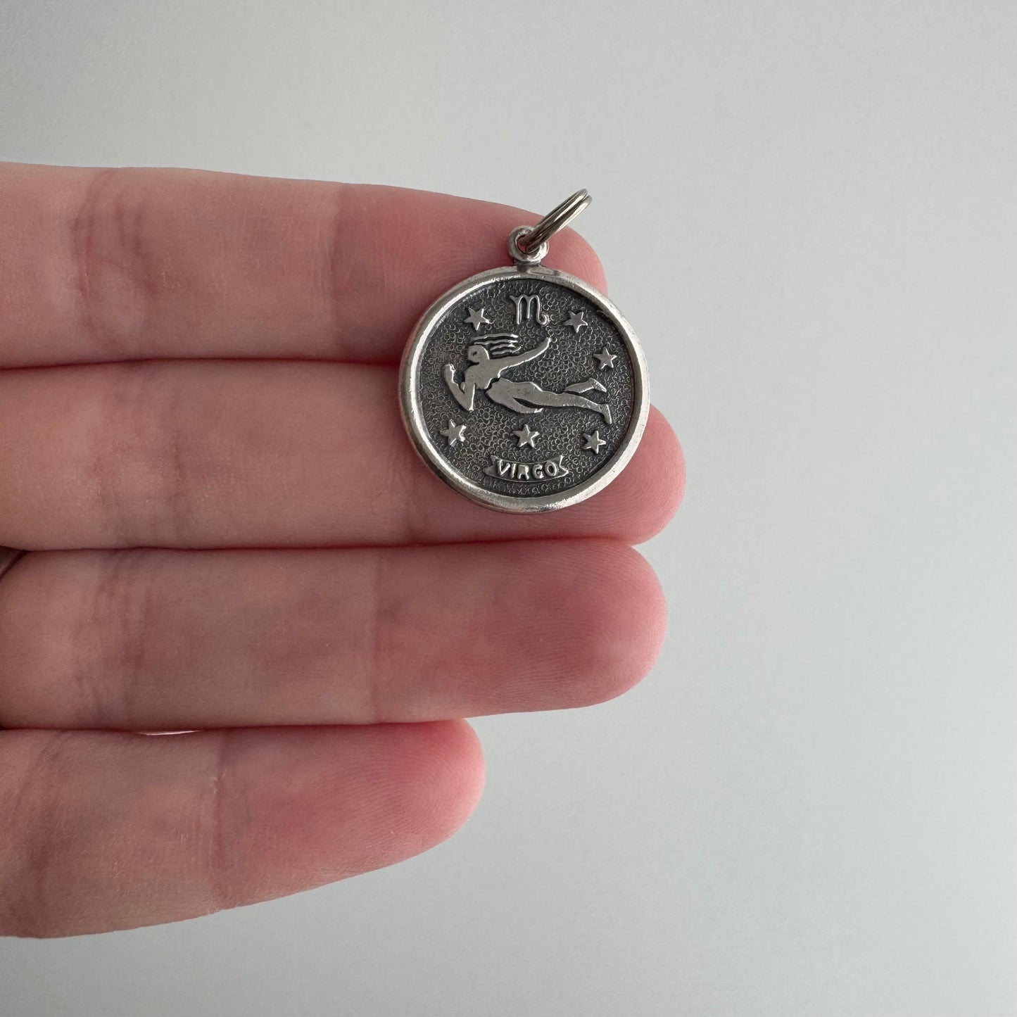 V I N T A G E // flying virgo / sterling silver Virgo zodiac by Beau / a pendant