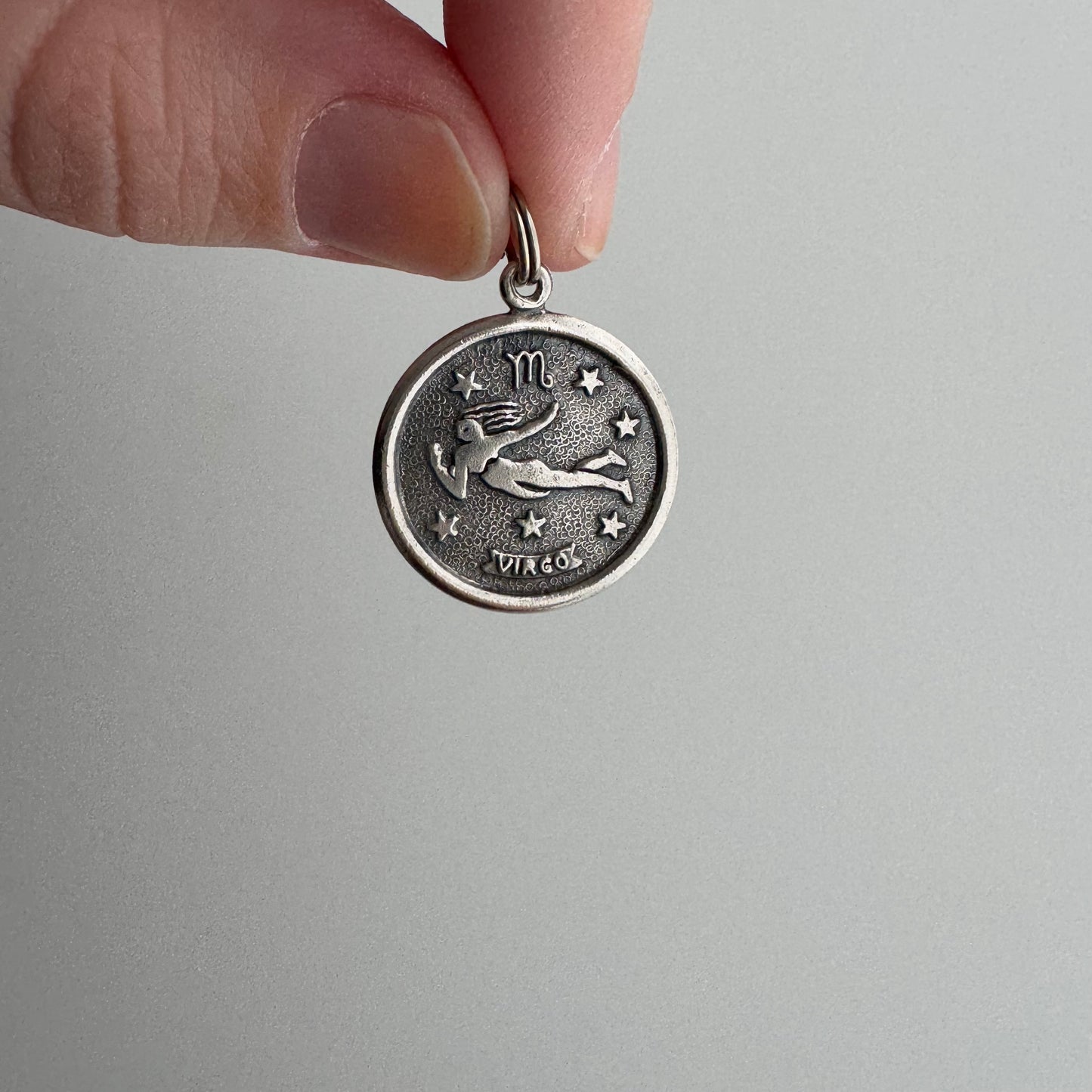 V I N T A G E // flying virgo / sterling silver Virgo zodiac by Beau / a pendant