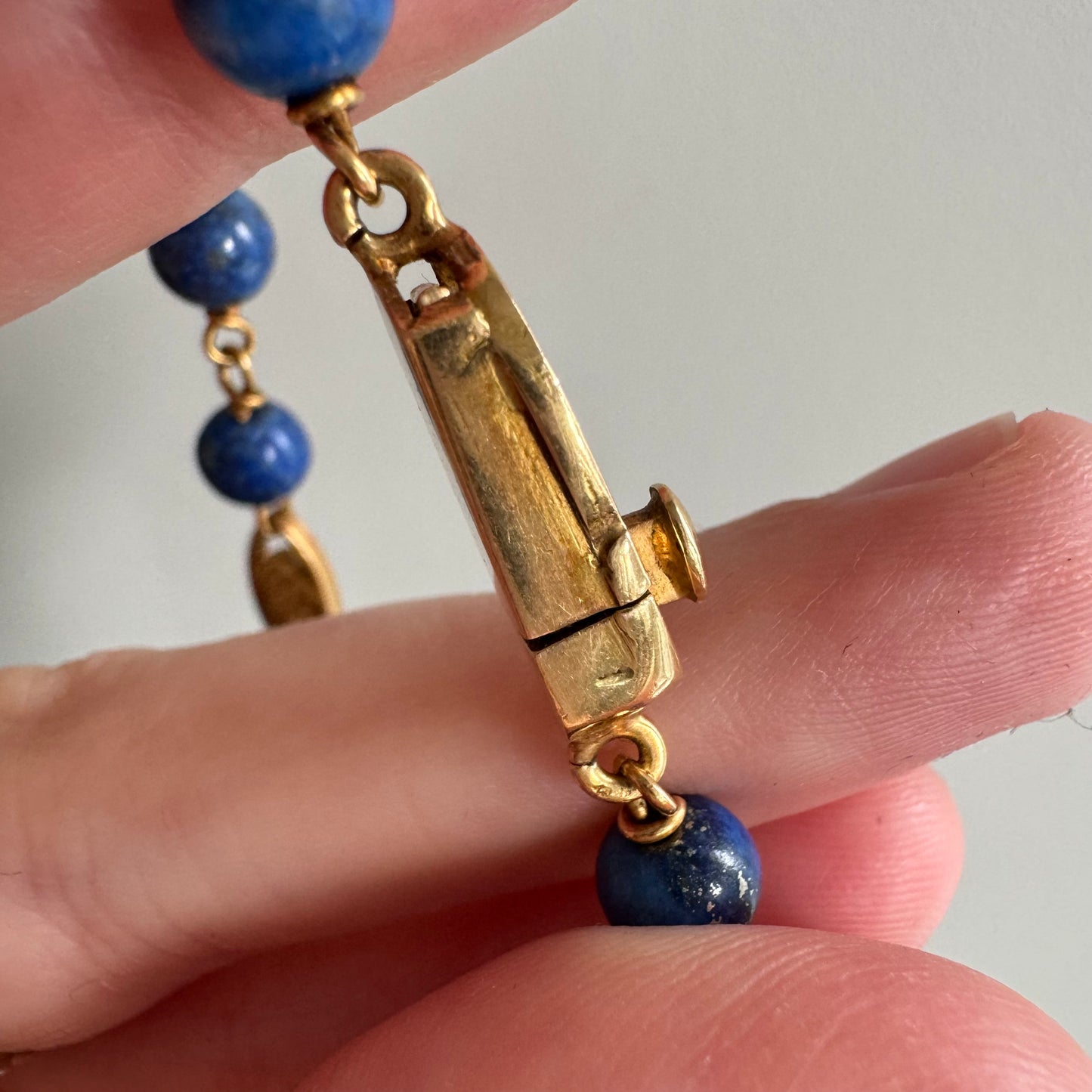 V I N T A G E // moments of pause / 14k and wire wrapped lapis lazuli bead chain with filigree stations / 25.25", 30g