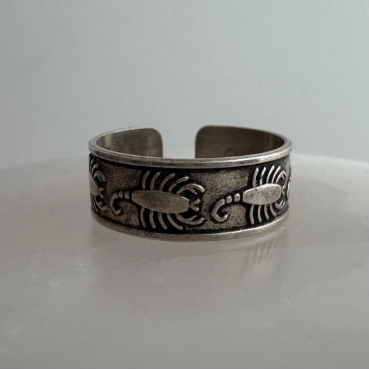 [short term listing] V I N T A G E // wide adjustable sterling silver scorpion band / size 10.5