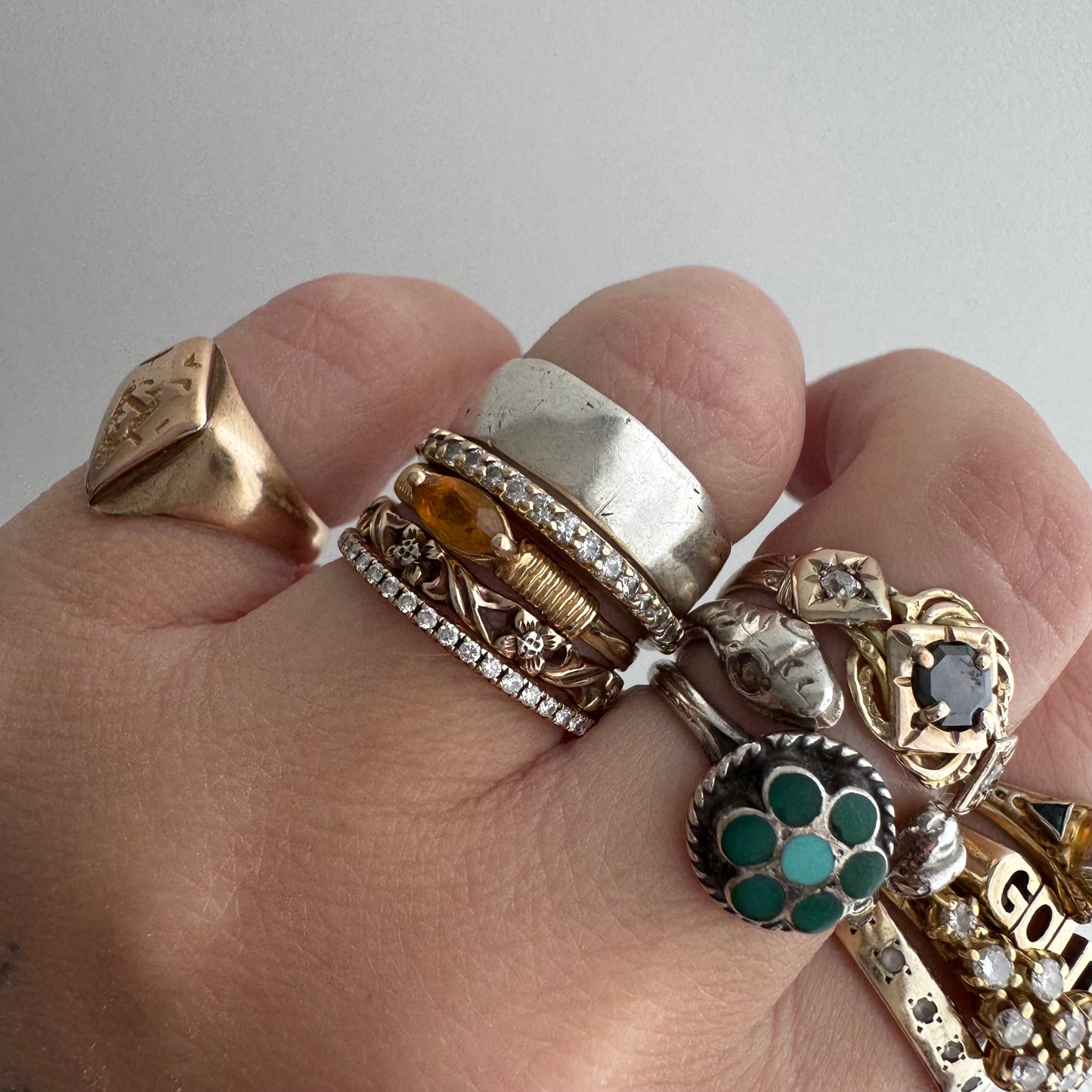 [short term listing] V I N T A G E // wide 900 silver 1943 quarter dollar band / size 6.5