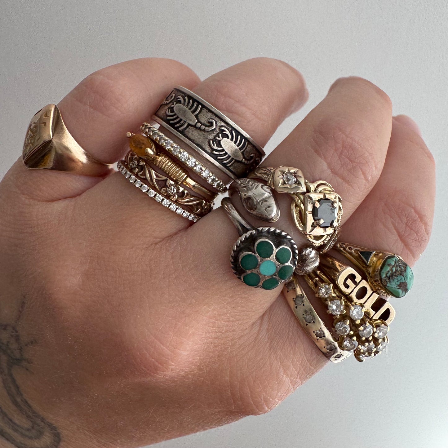 [short term listing] V I N T A G E // wide adjustable sterling silver scorpion band / size 10.5