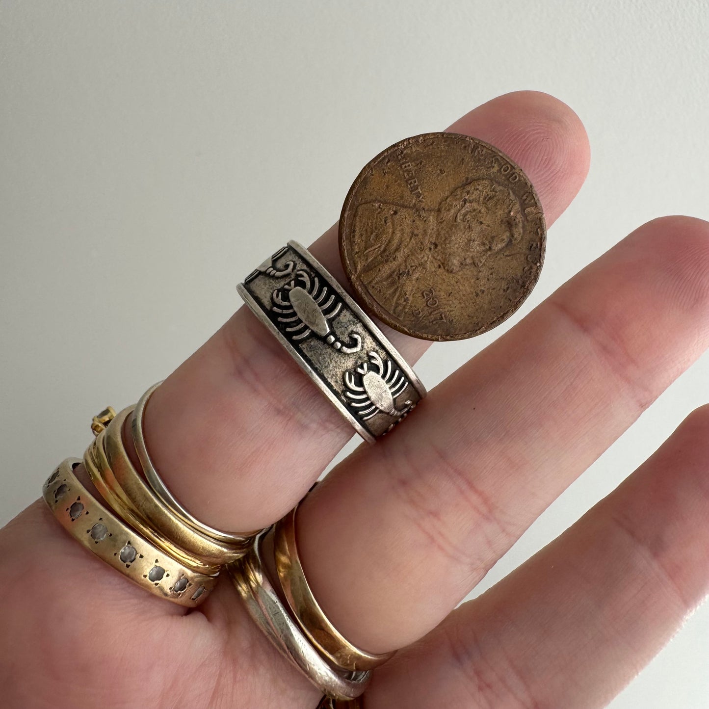 [short term listing] V I N T A G E // wide adjustable sterling silver scorpion band / size 10.5