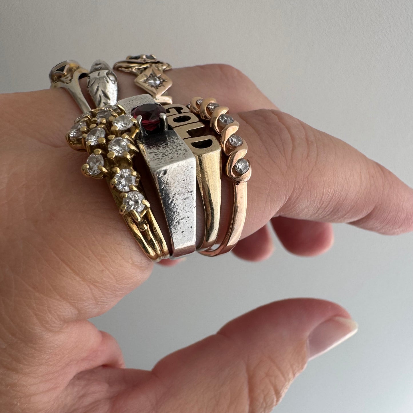 E S T A T E / sparkle croissant / 10k rose gold and diamond stacking band / size 9.5+