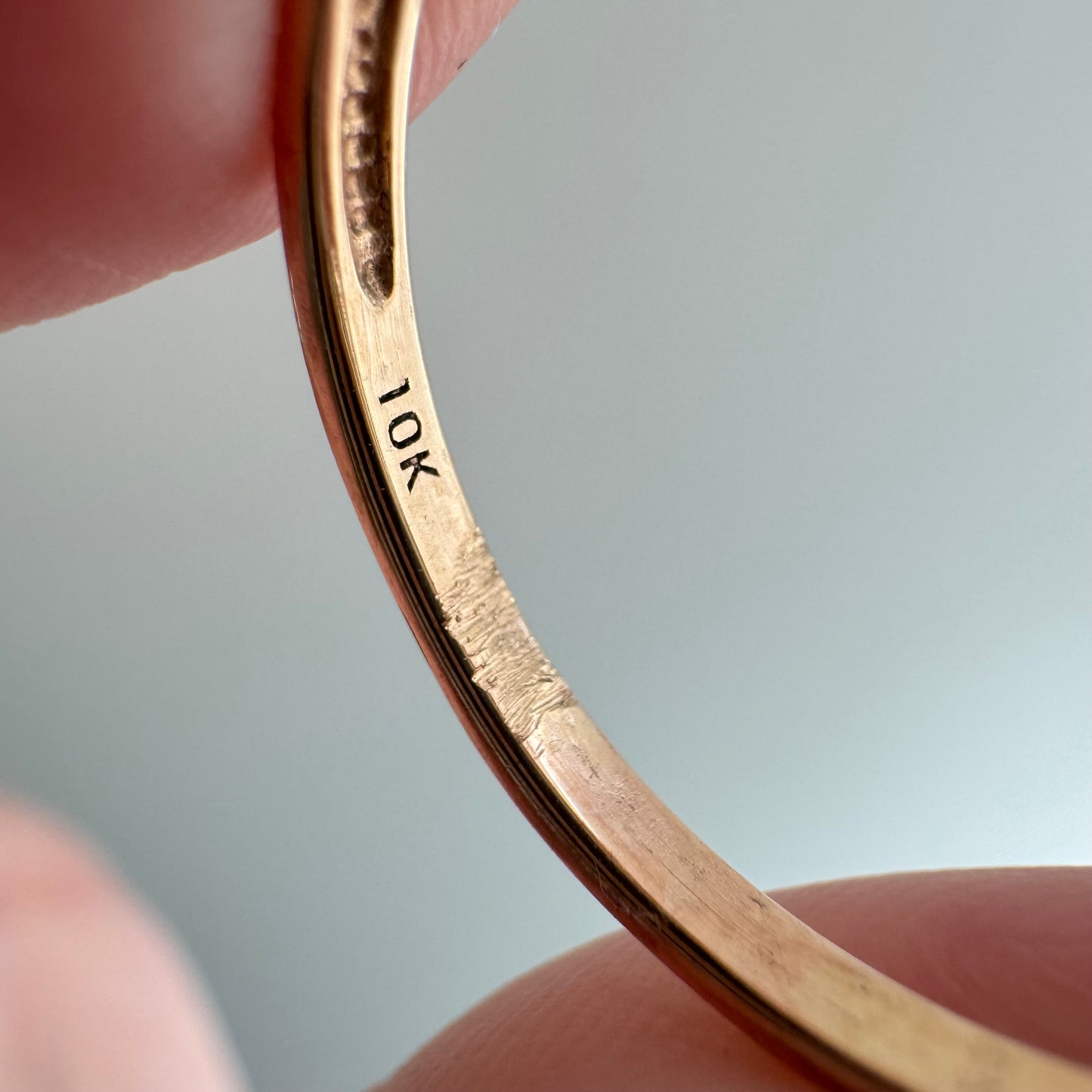 E S T A T E / sparkle croissant / 10k rose gold and diamond stacking band / size 9.5+