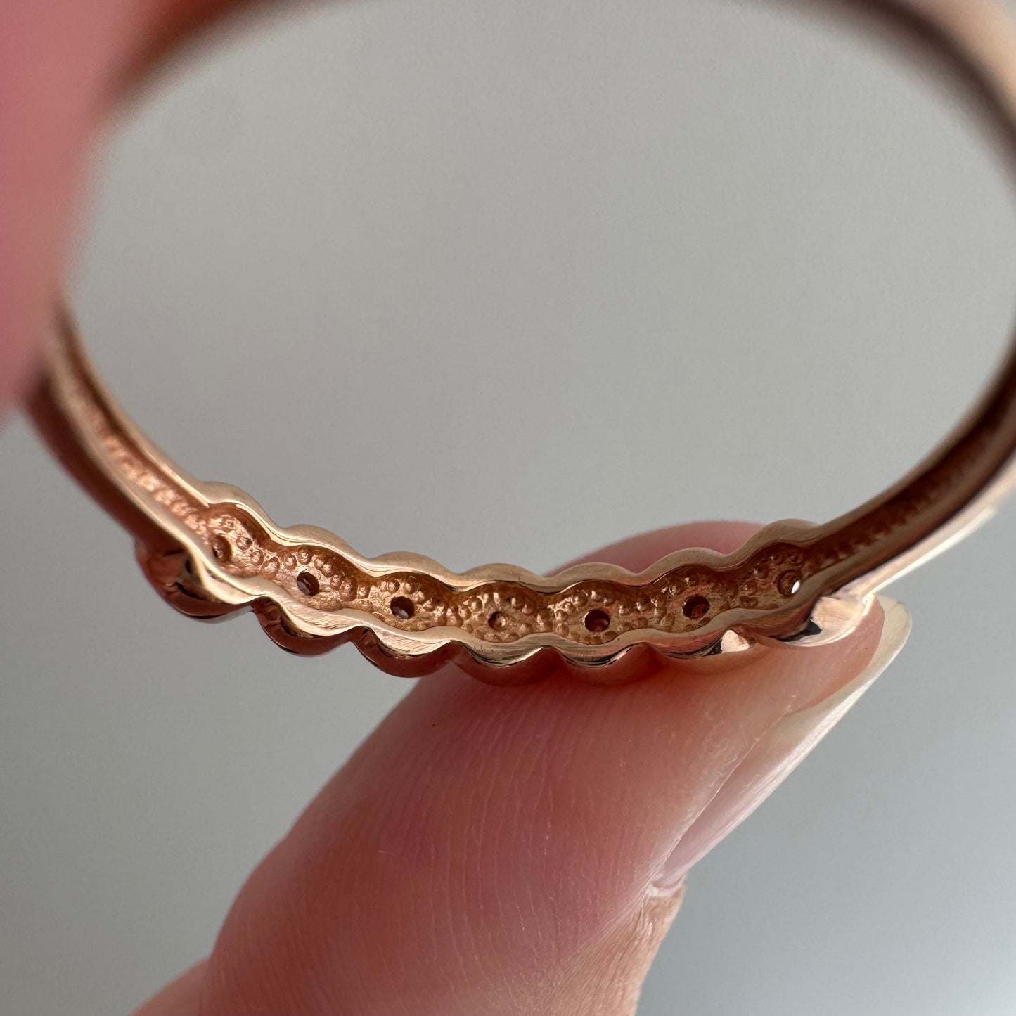 E S T A T E / sparkle croissant / 10k rose gold and diamond stacking band / size 9.5+