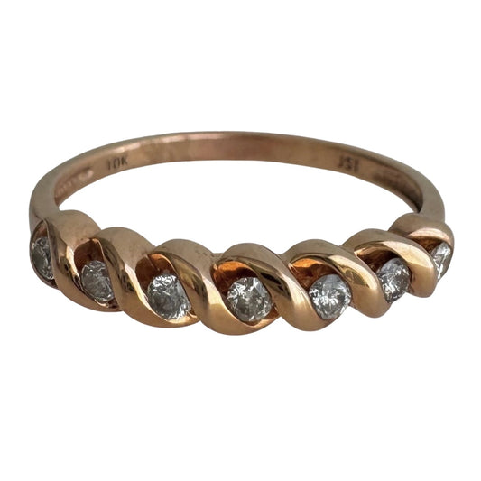 E S T A T E / sparkle croissant / 10k rose gold and diamond stacking band / size 9.5+