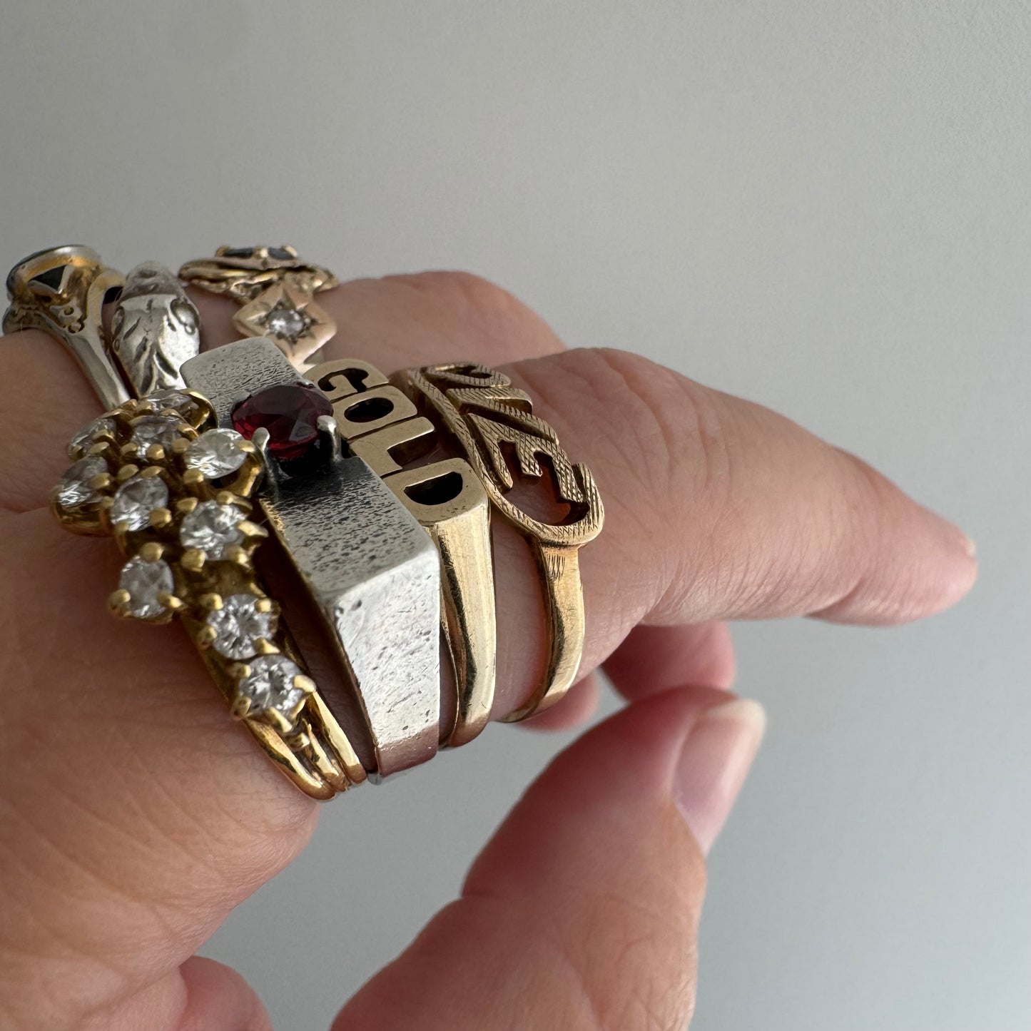 V I N T A G E // textured LOVE / 10k yellow gold LOVE word ring / size 8