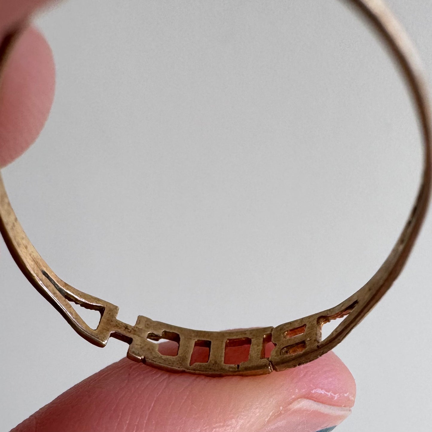 V I N T A G E // bitch, please / 9k yellow gold BITCH stacking ring / size 11