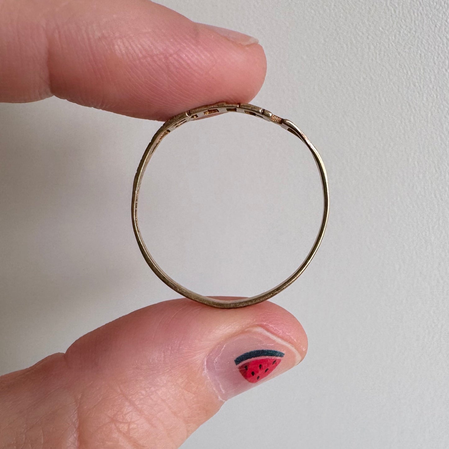 V I N T A G E // bitch, please / 9k yellow gold BITCH stacking ring / size 11