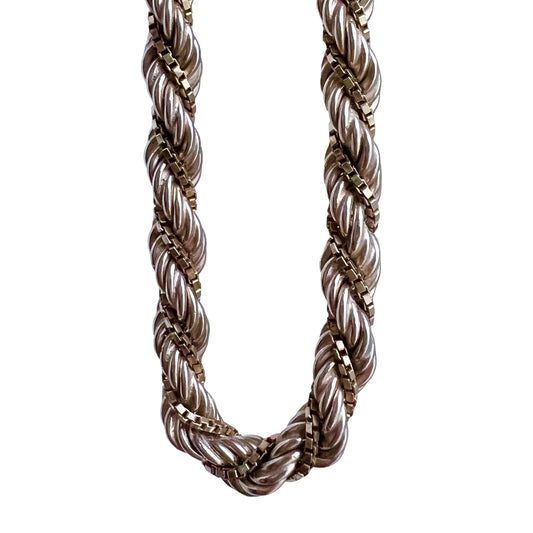 V I N T A G E // do the twist / sterling silver rope and box twist chain / 26.25", 26g