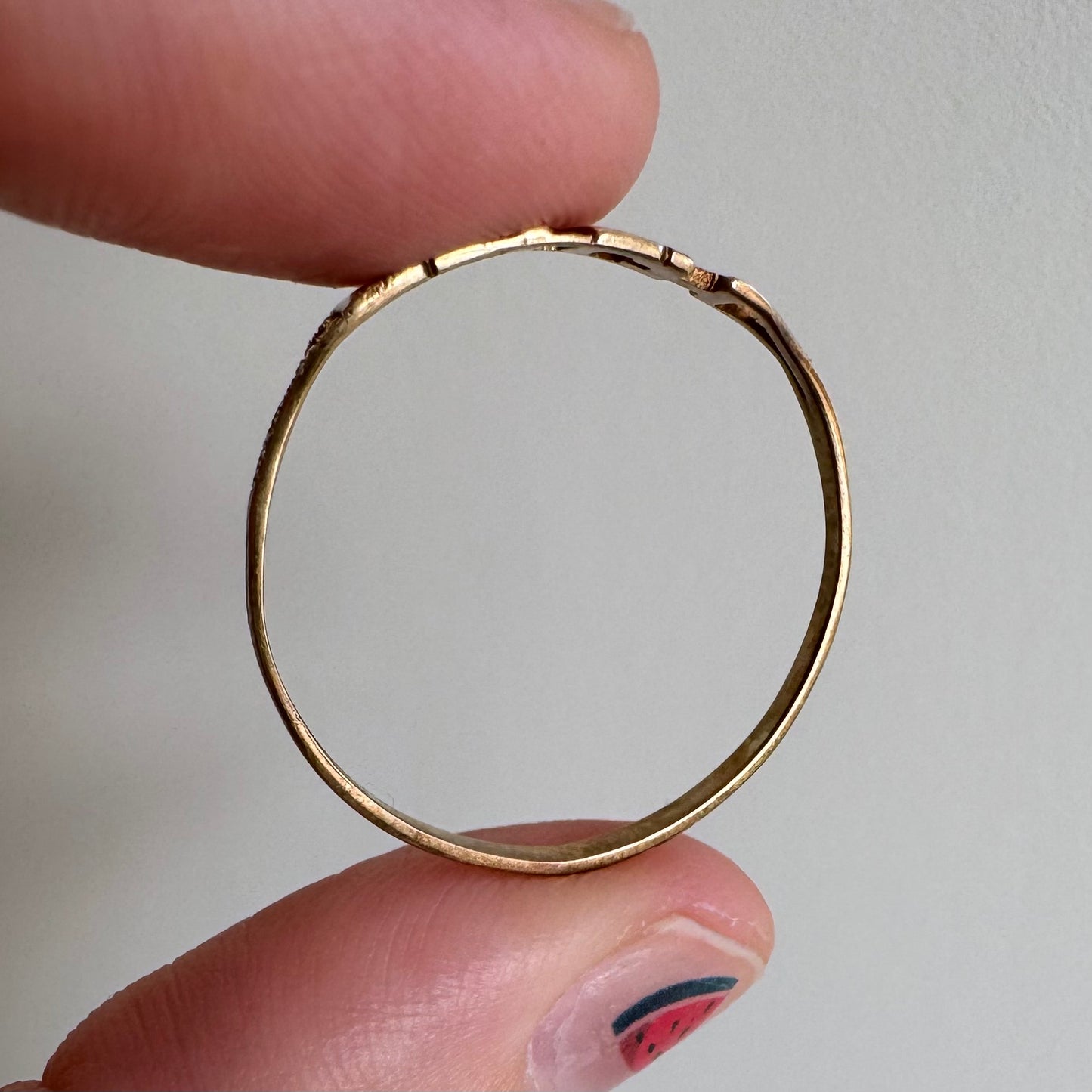 V I N T A G E // bitch, please / 9k yellow gold BITCH stacking ring / size 11