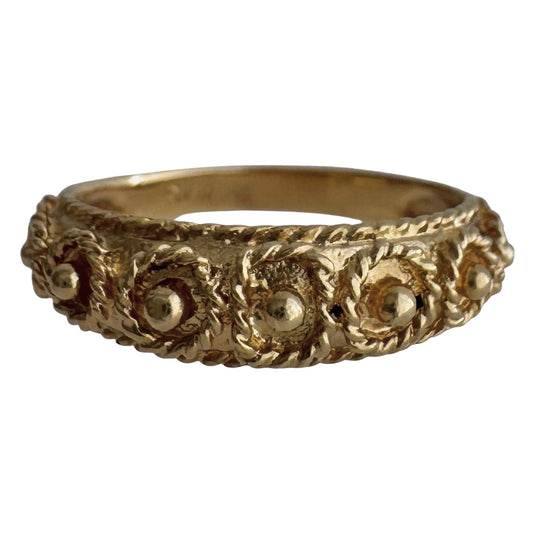 V I N T A G E // rope flowers / 14k tapered victorian style domed band / size 5