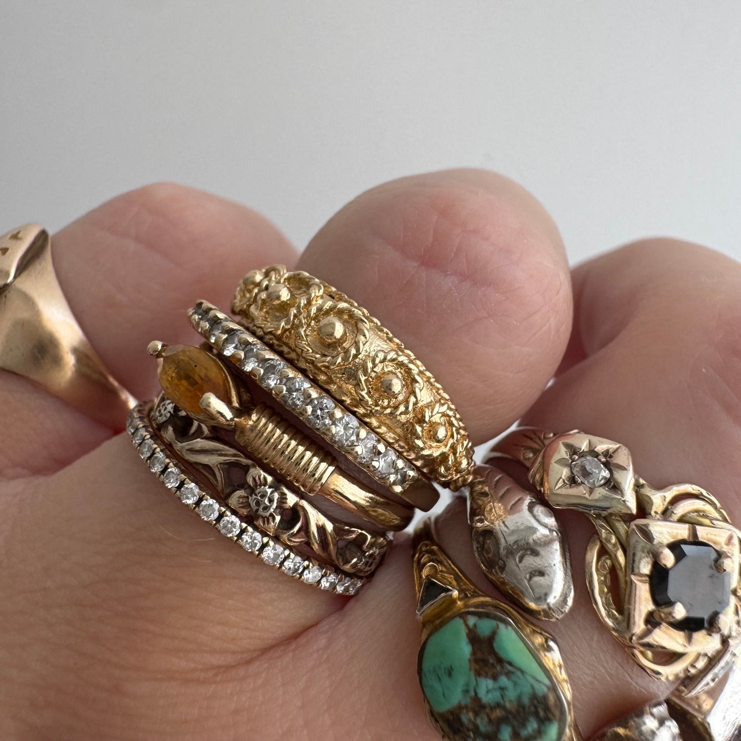 V I N T A G E // rope flowers / 14k tapered victorian style domed band / size 5