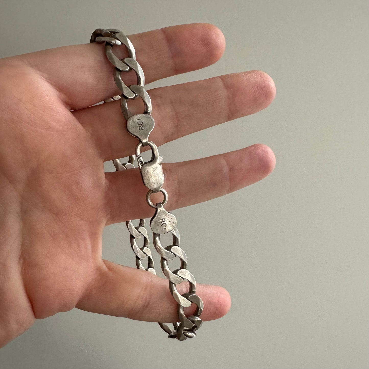 V I N T A G E // slinky curb / sterling silver RCI Italy curb chain bracelet / 8.75", 19g