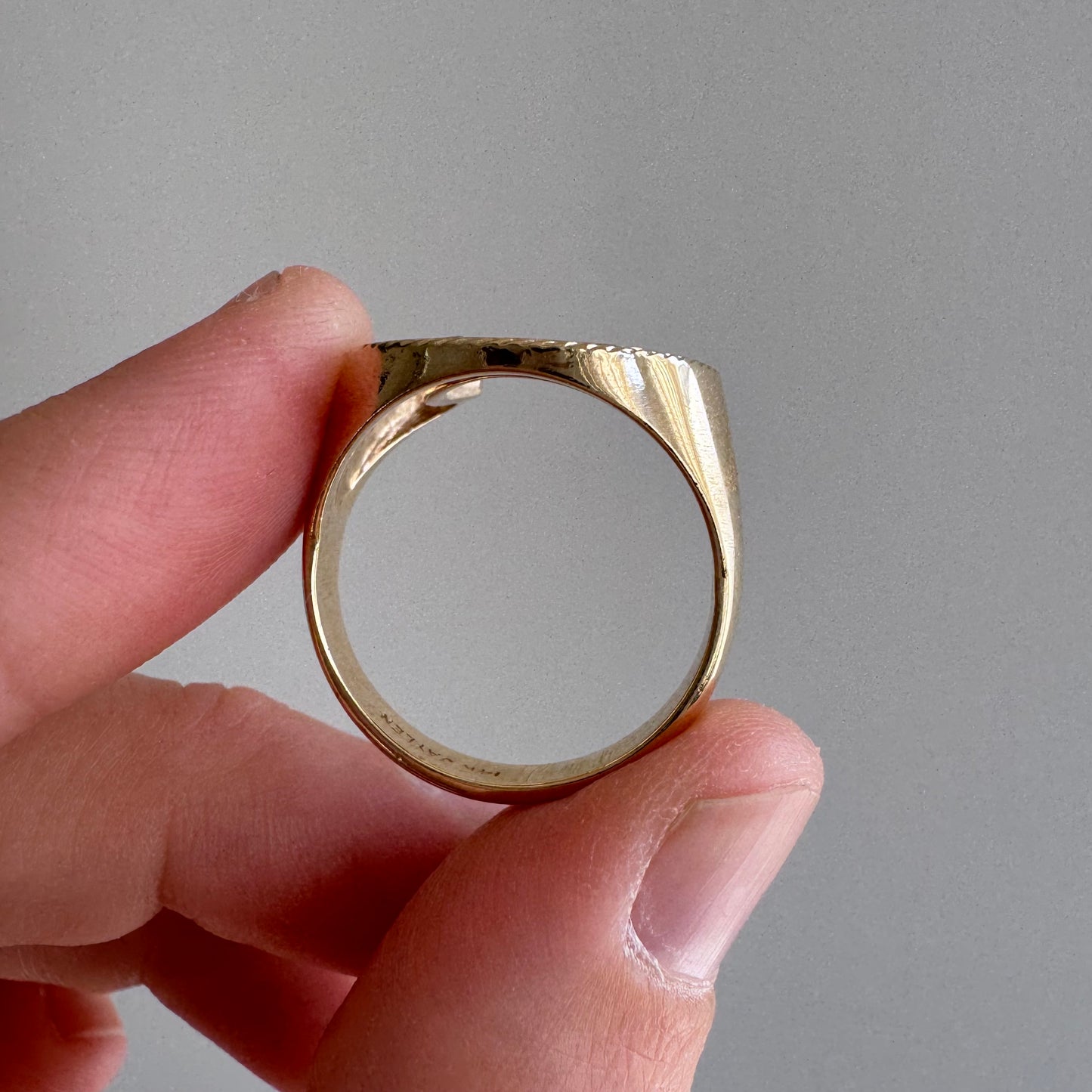 reimagined V I N T A G E // timeless horseshoe / 14k and diamond horseshoe signet ring / size 8.5