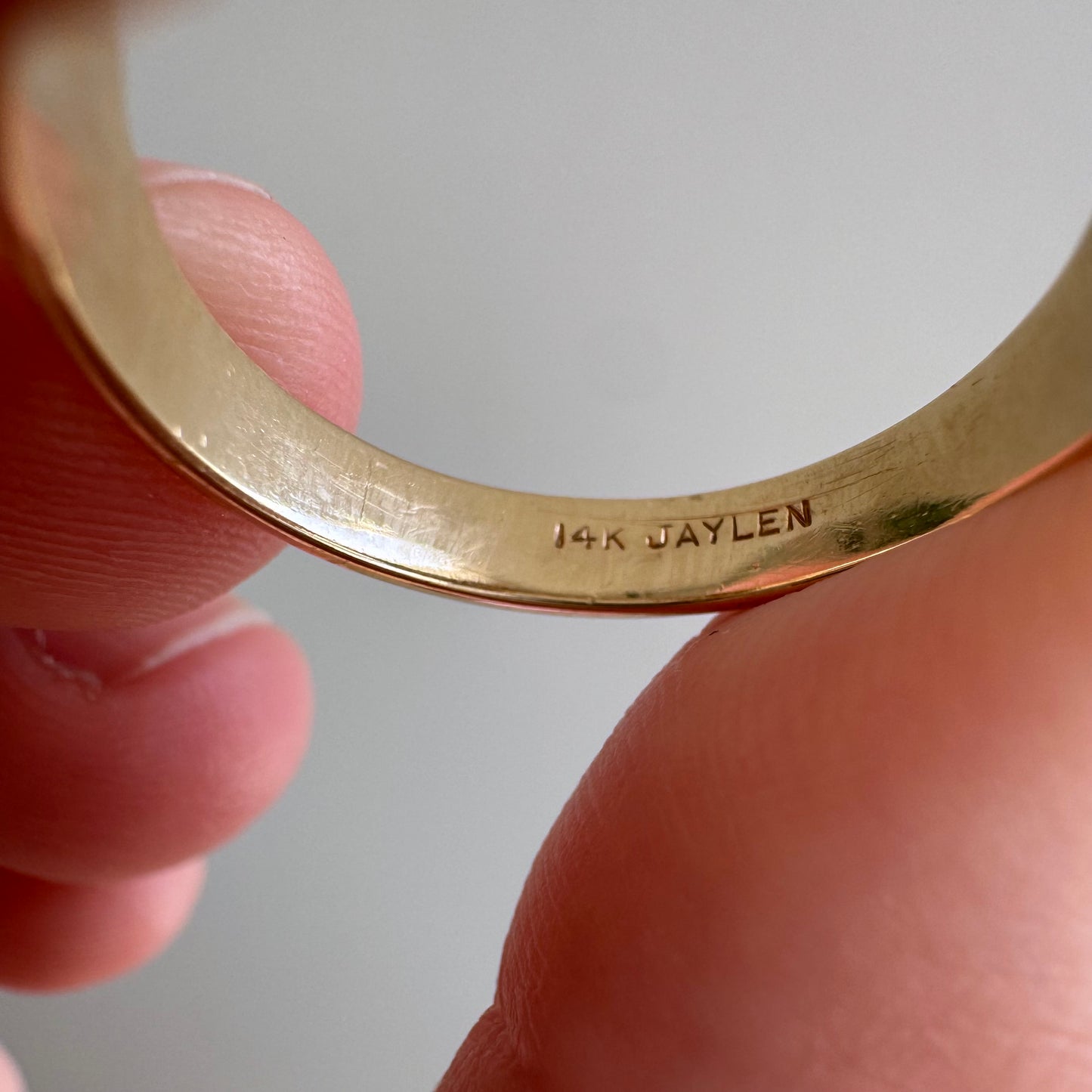 reimagined V I N T A G E // timeless horseshoe / 14k and diamond horseshoe signet ring / size 8.5