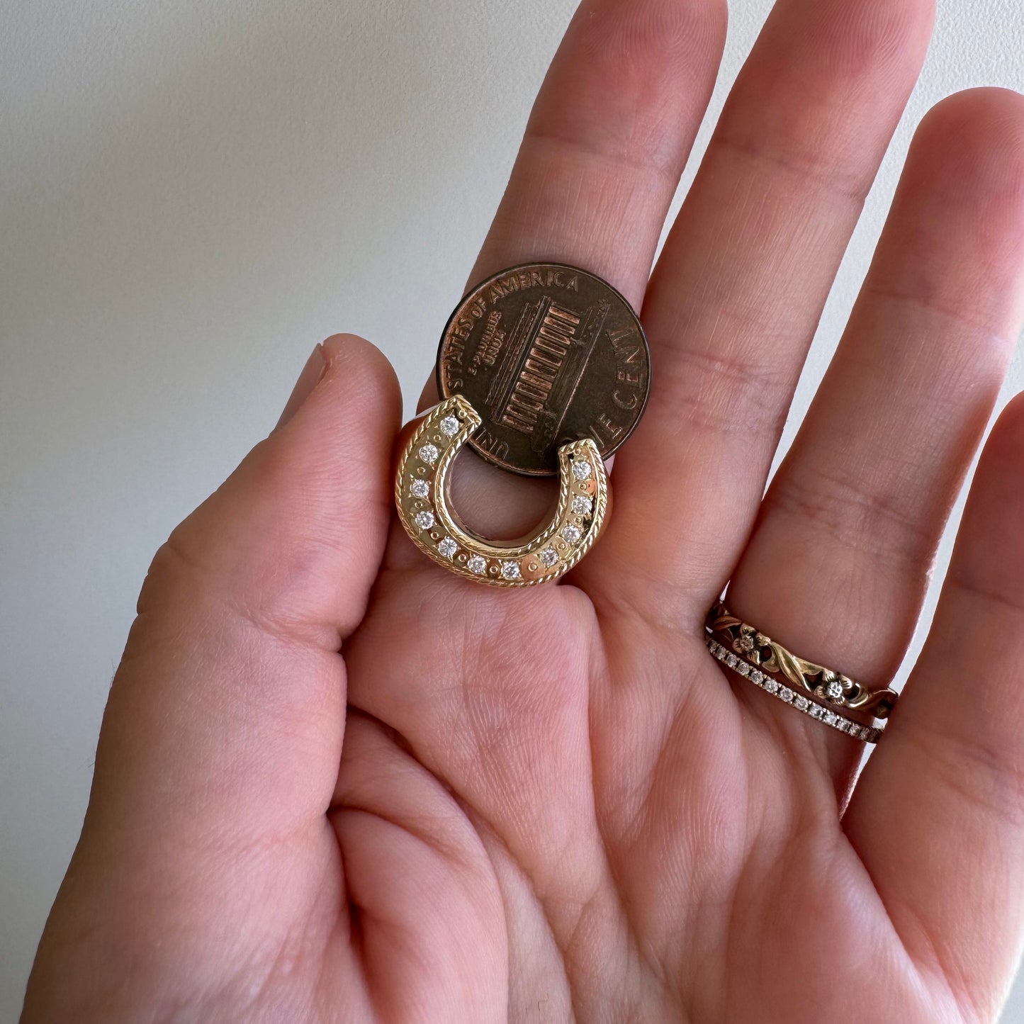 reimagined V I N T A G E // timeless horseshoe / 14k and diamond horseshoe signet ring / size 8.5