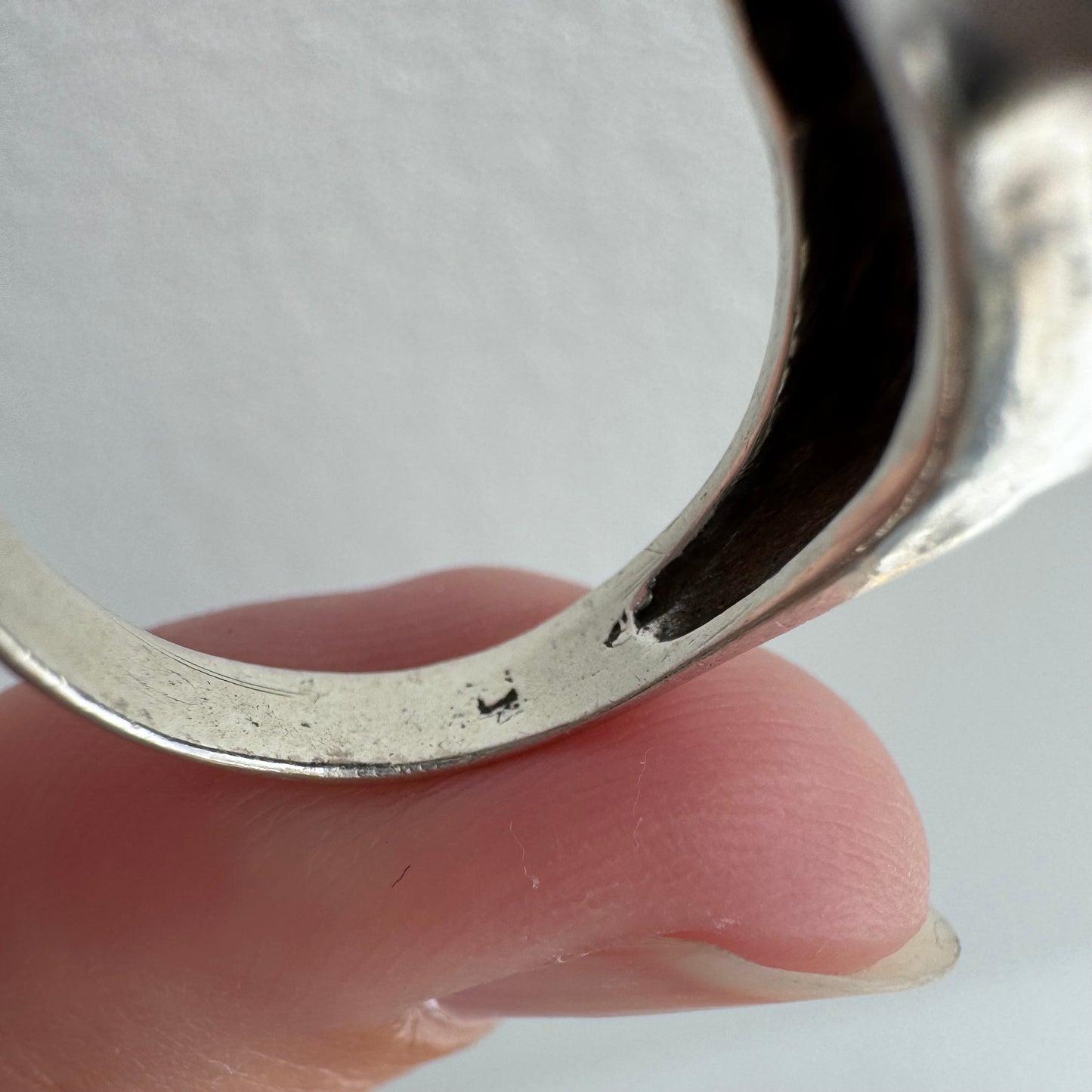 [short term listing] E S T A T E // ears up / sterling silver and black diamond doberman or great dane signet / size 6ish